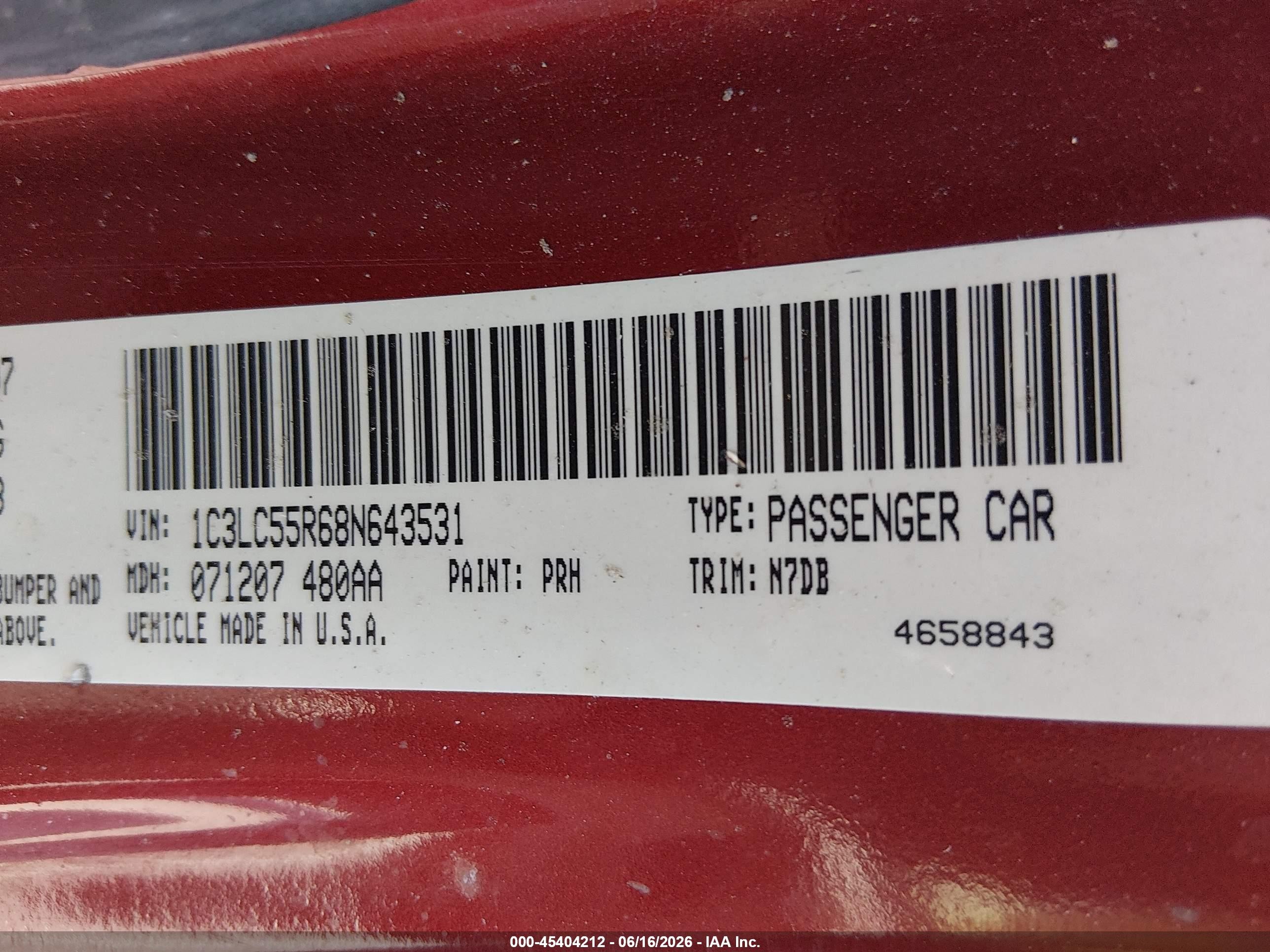 2008 Chrysler Sebring Touring Red vin: 1C3LC55R68N643531