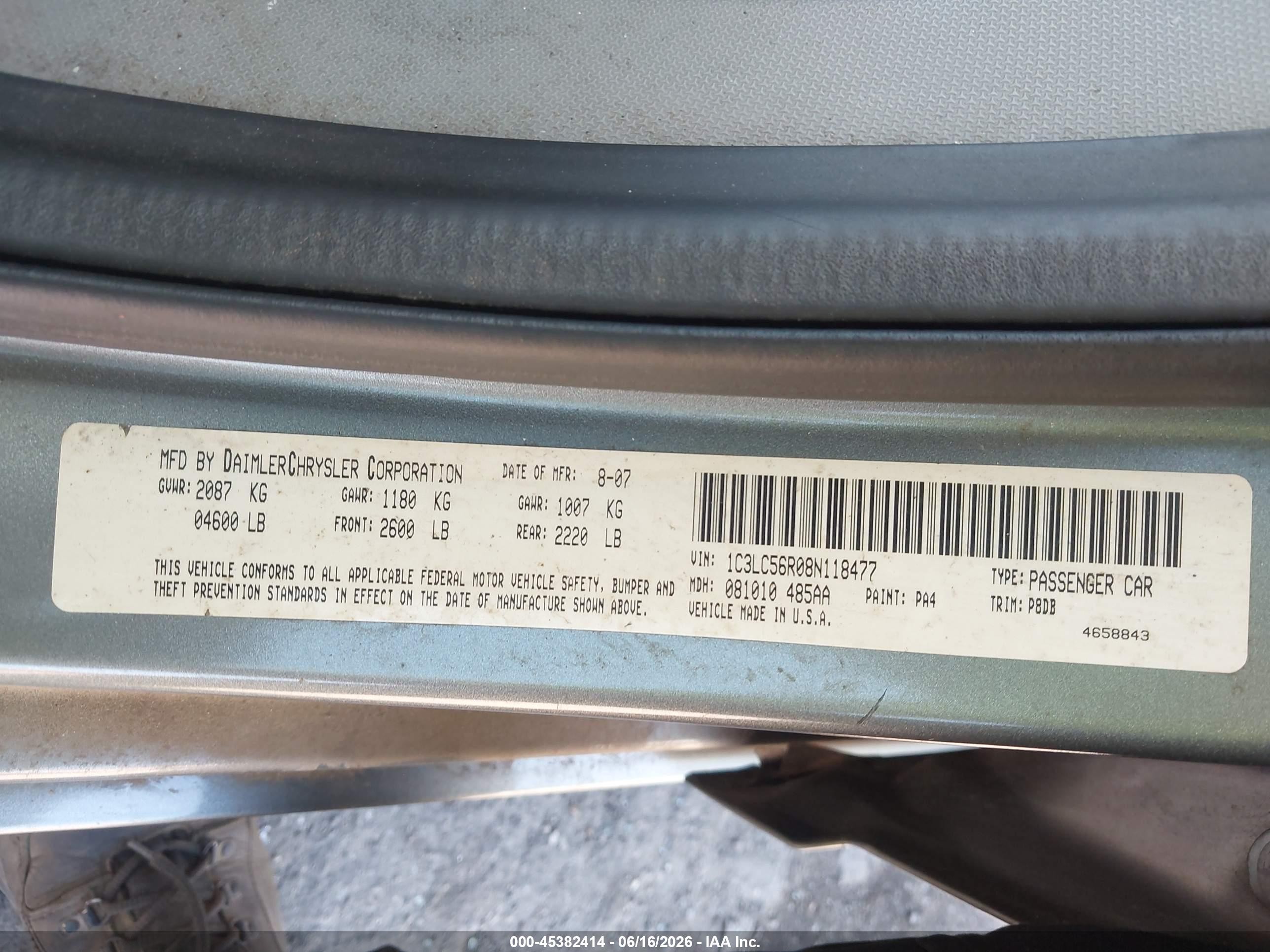 2008 Chrysler Sebring Touring Silver vin: 1C3LC56R08N118477