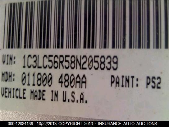 2008 Chrysler Sebring Sedan Touring vin: 1C3LC56R58N205839