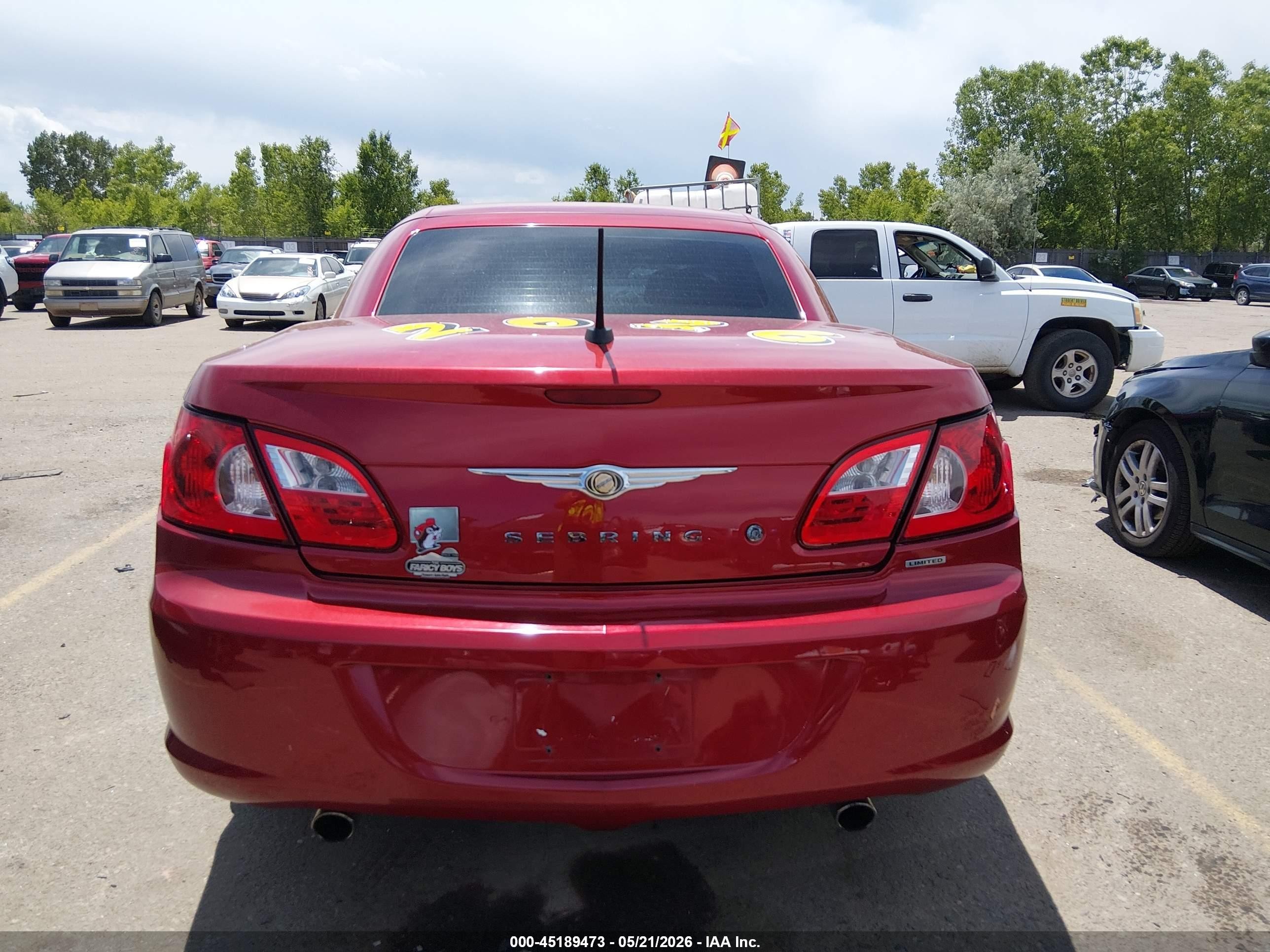 2008 Chrysler Sebring Limited Red vin: 1C3LC65M08N147487