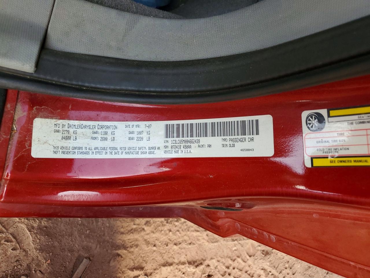 2008 Chrysler Sebring Limited Red vin: 1C3LC65M08N662439