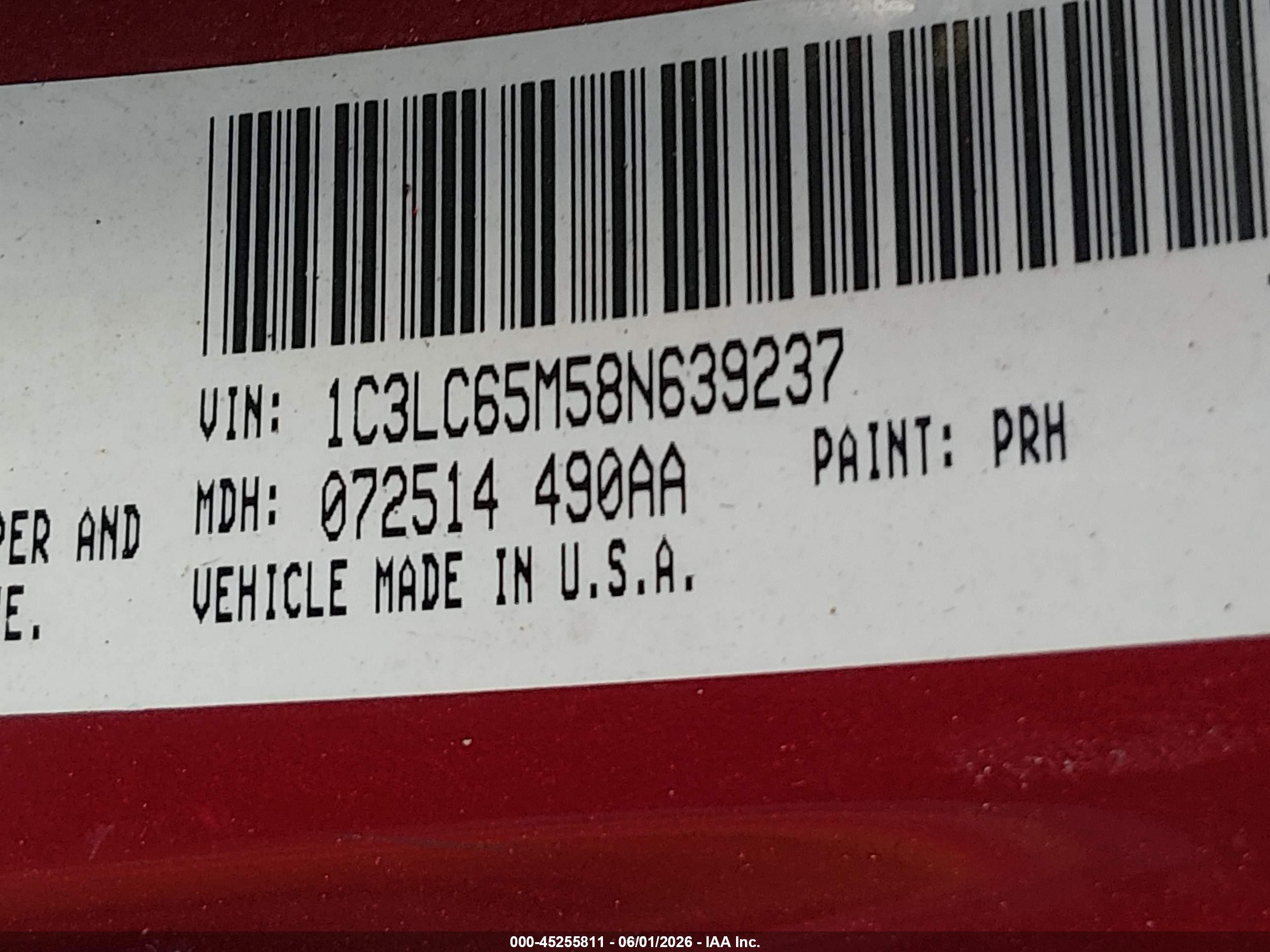 2008 Chrysler Sebring Limited Красный vin: 1C3LC65M58N639237