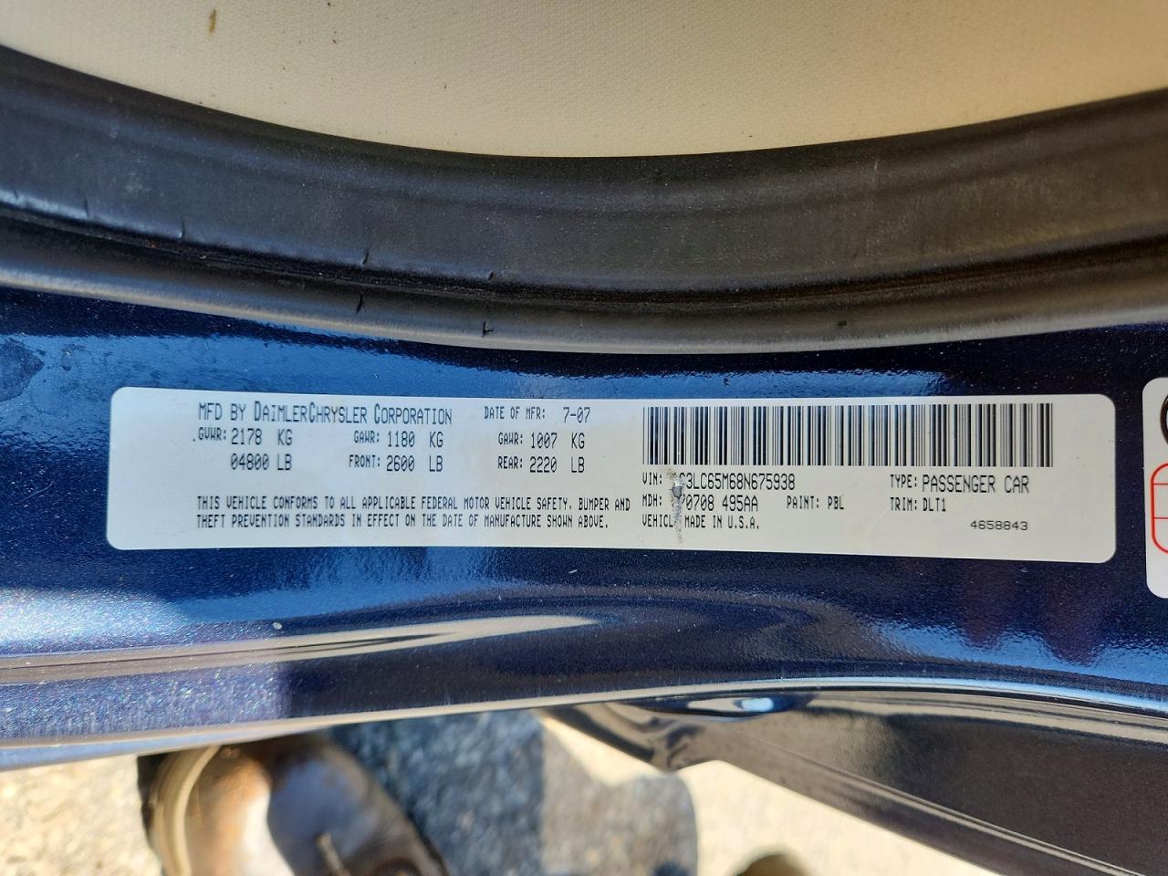 2008 Chrysler Sebring Limited Blue vin: 1C3LC65M68N675938