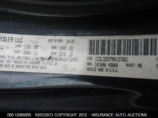2008 Chrysler Sebring Convertible Limited vin: 1C3LC65M78N157661