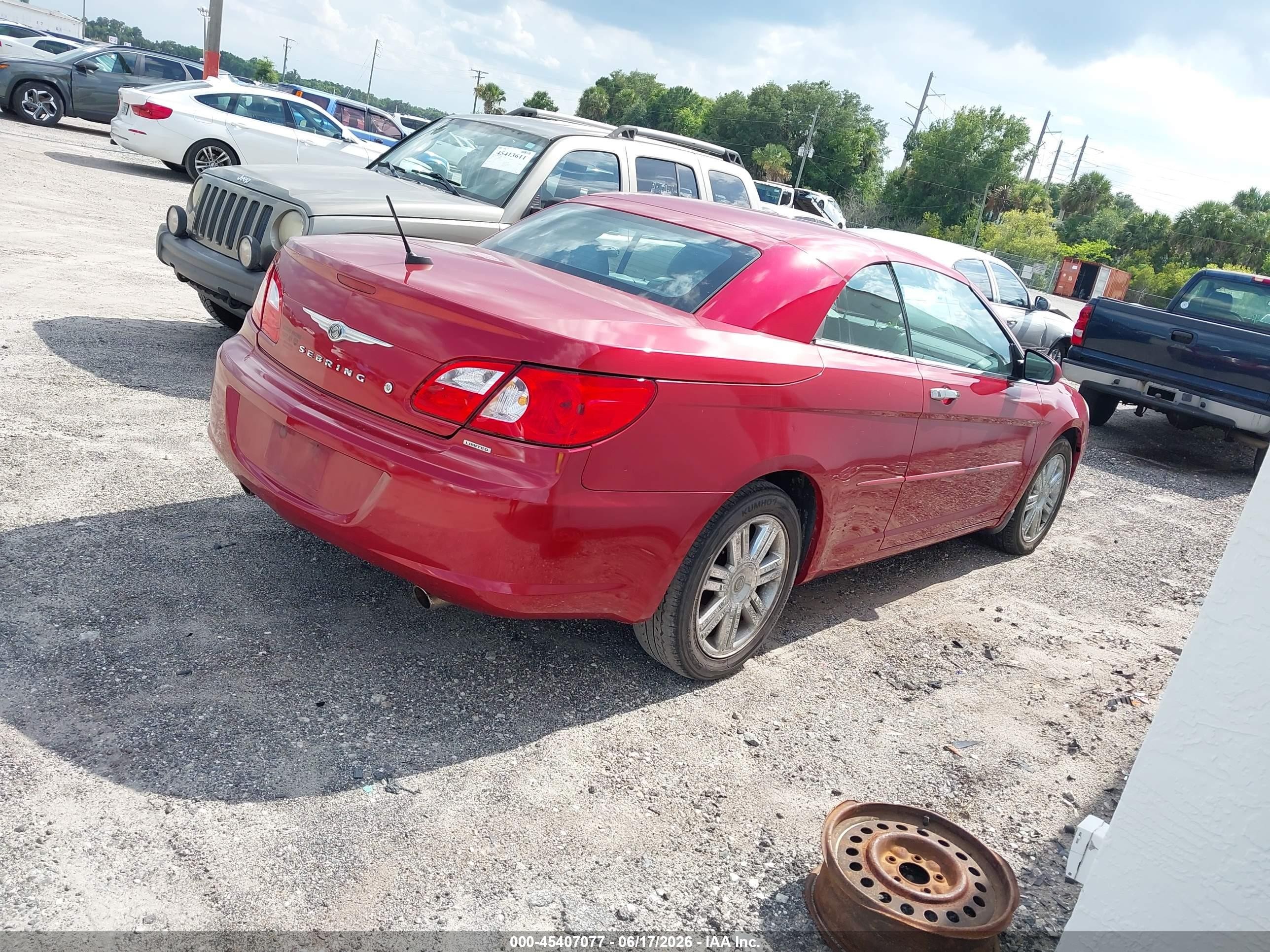 2008 Chrysler Sebring Limited Red vin: 1C3LC65MX8N231977