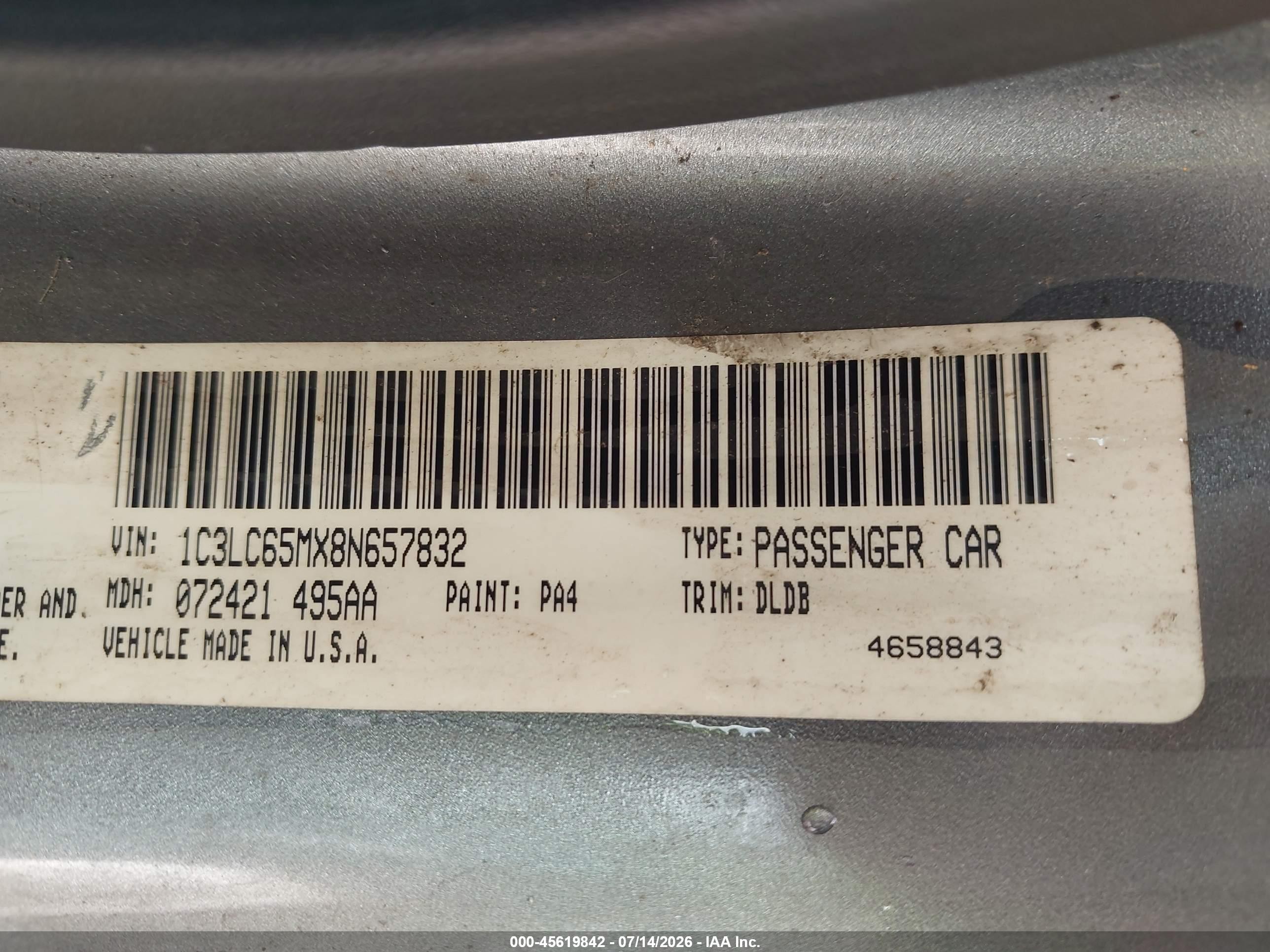 2008 Chrysler Sebring Limited Light Blue vin: 1C3LC65MX8N657832