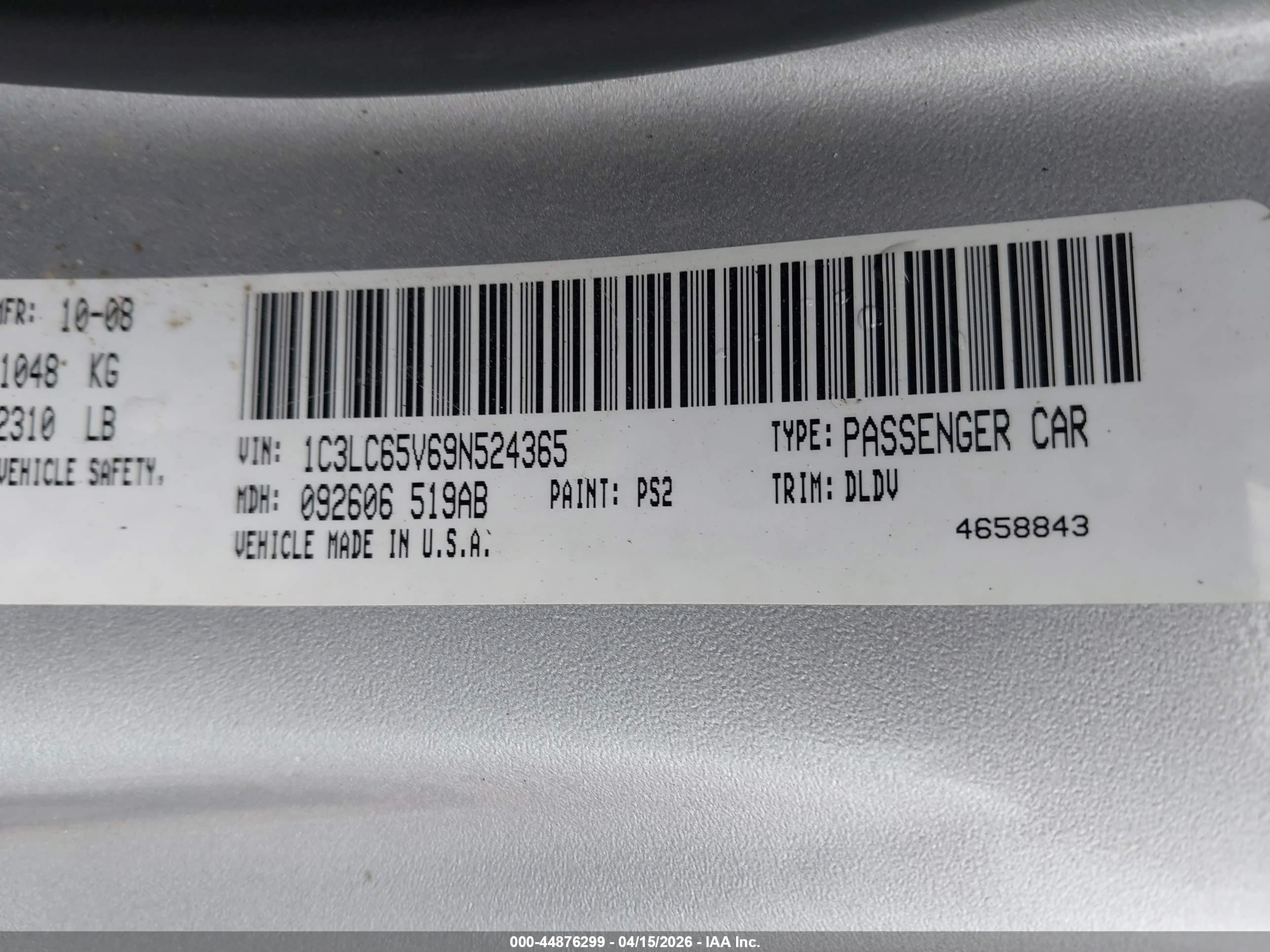 2009 Chrysler Sebring Limited Silver vin: 1C3LC65V69N524365
