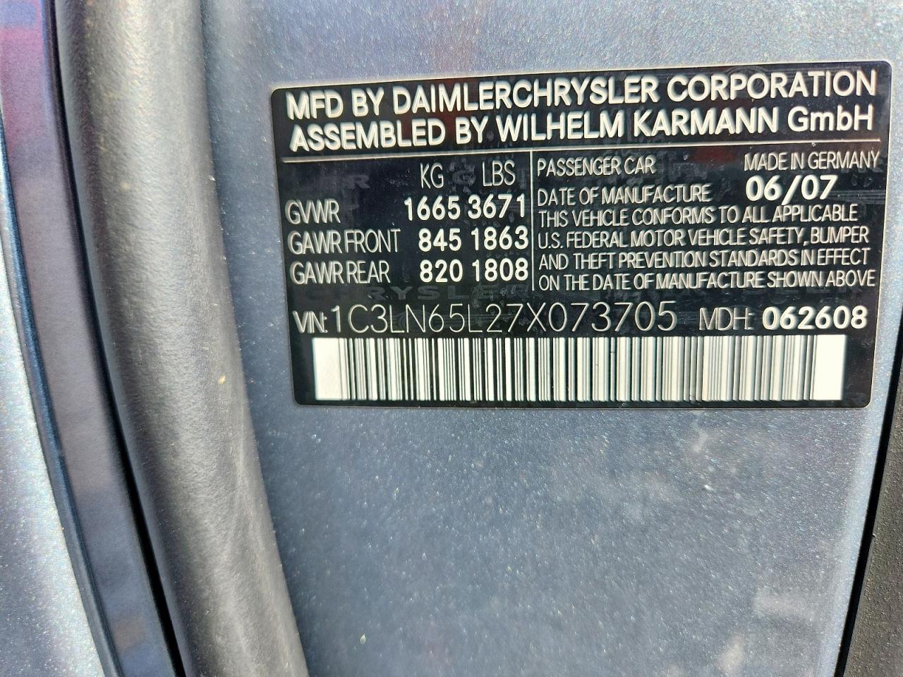 2007 Chrysler Crossfire Limited Silver vin: 1C3LN65L27X073705