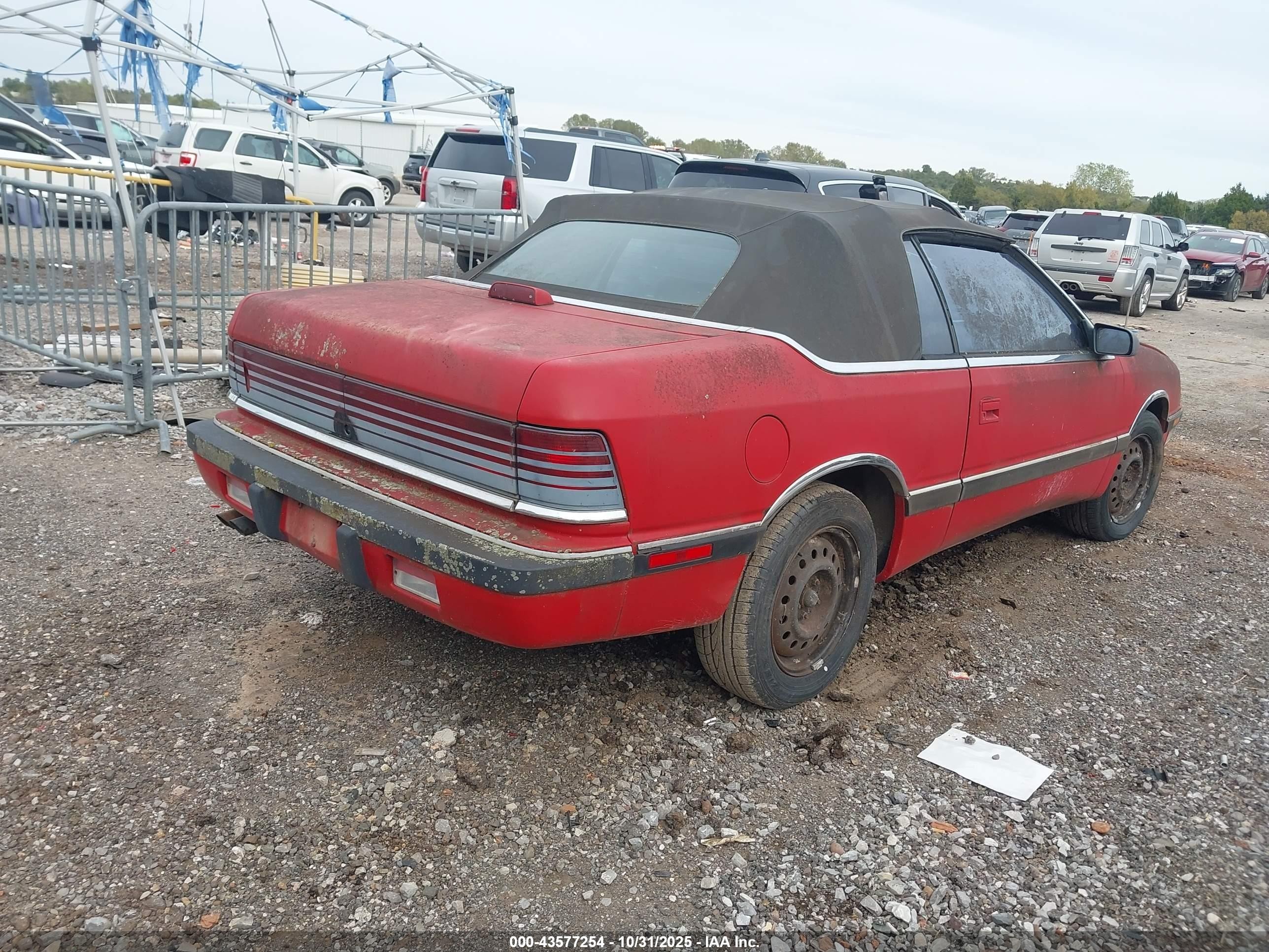 1990 Chrysler Lebaron Premium Red vin: 1C3XJ5538LG504789