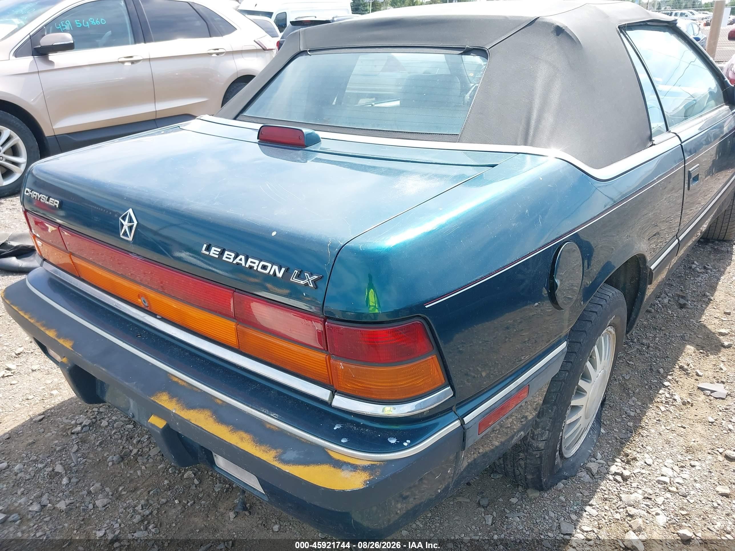 1993 Chrysler Lebaron Lx Green vin: 1C3XU5537PF540072
