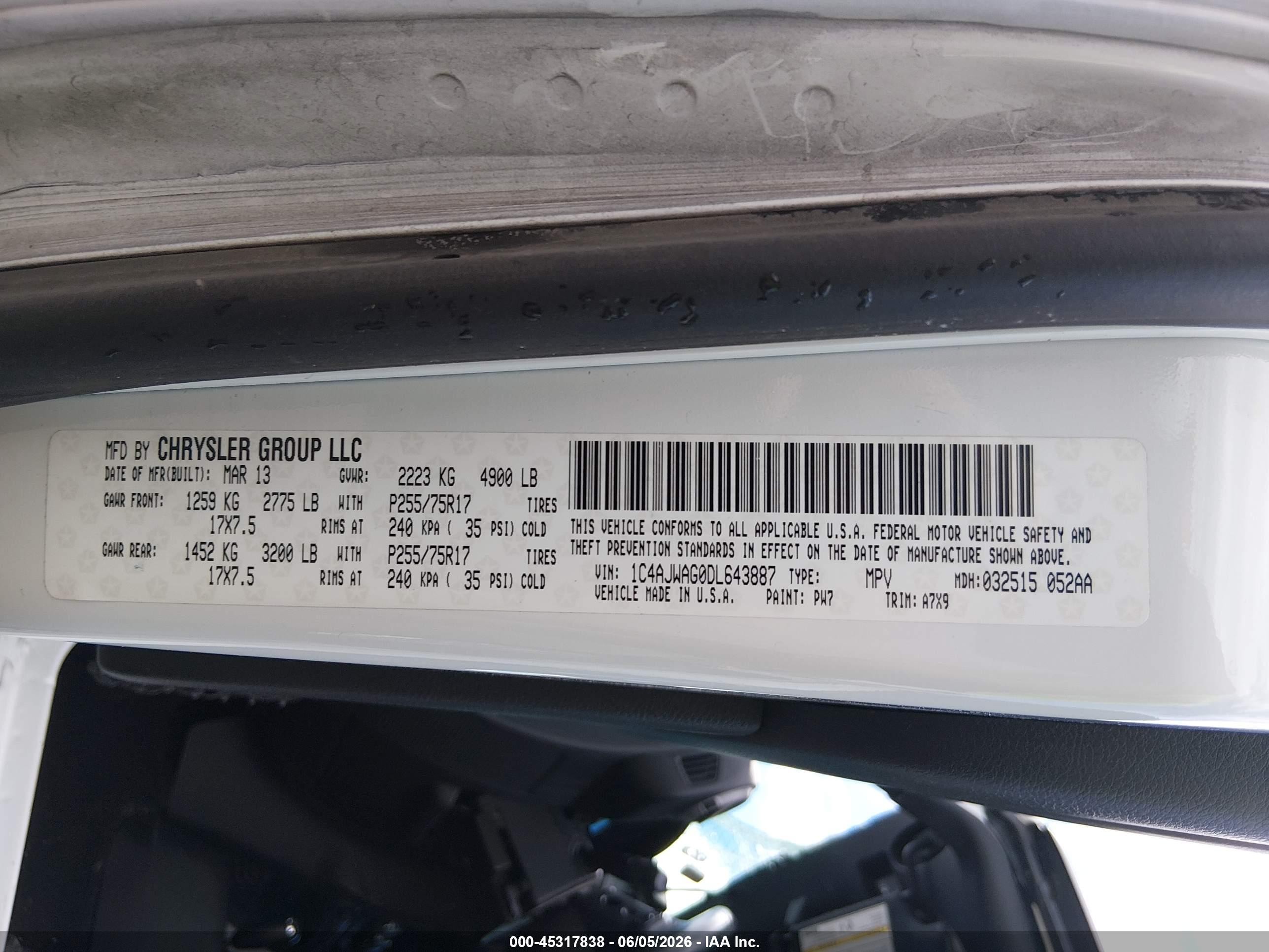 2013 Jeep Wrangler Sport White vin: 1C4AJWAG0DL643887