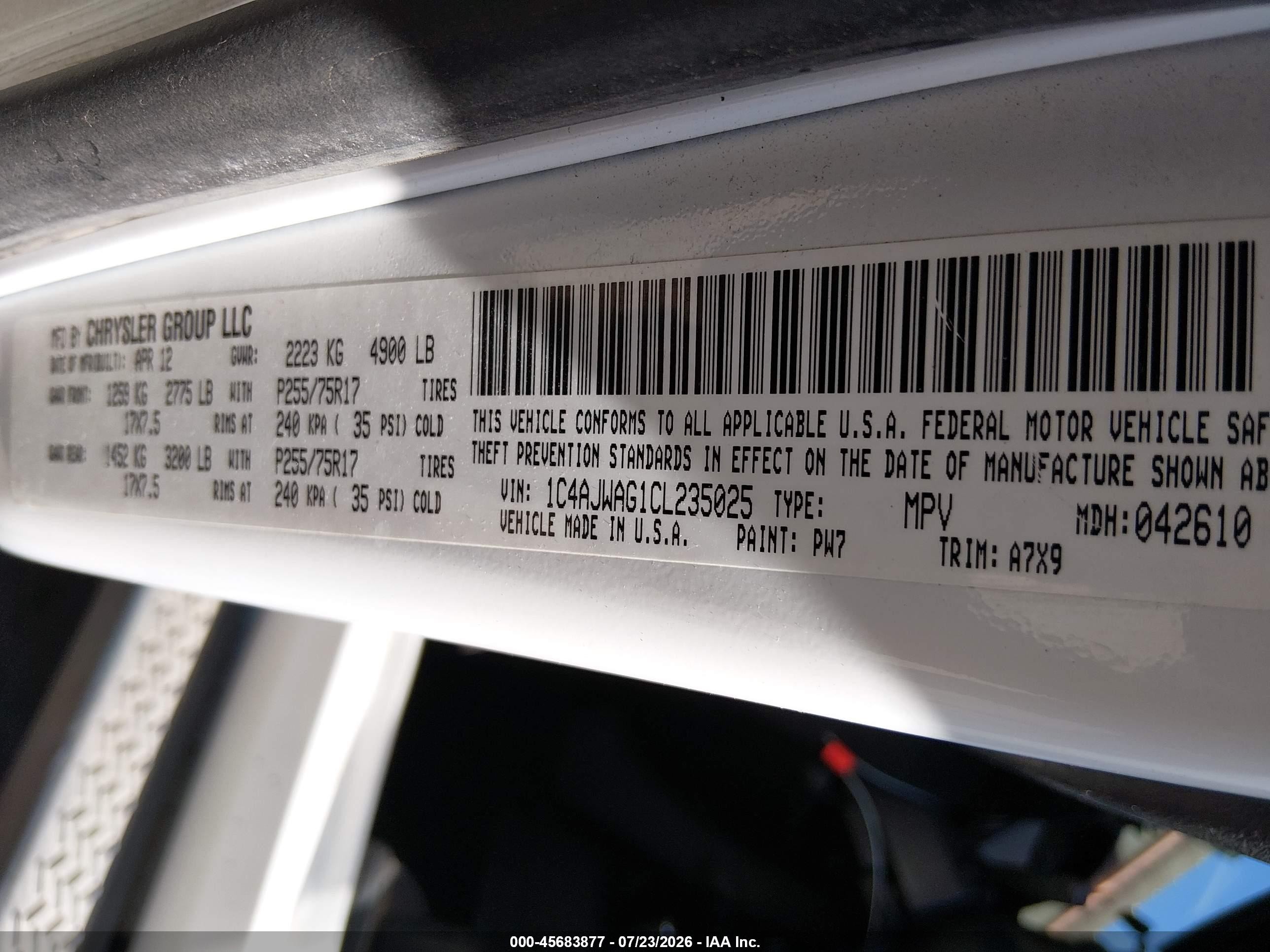 2012 Jeep Wrangler Sport White vin: 1C4AJWAG1CL235025