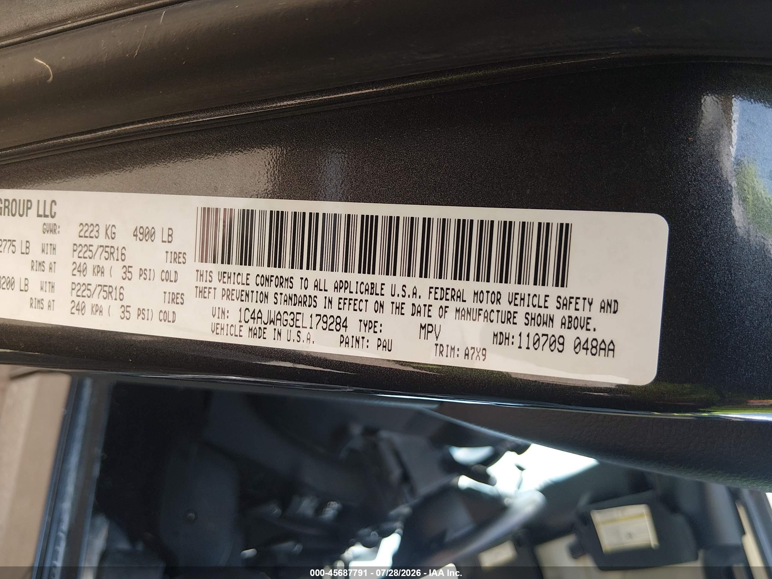 2014 Jeep Wrangler Sport Серый vin: 1C4AJWAG3EL179284