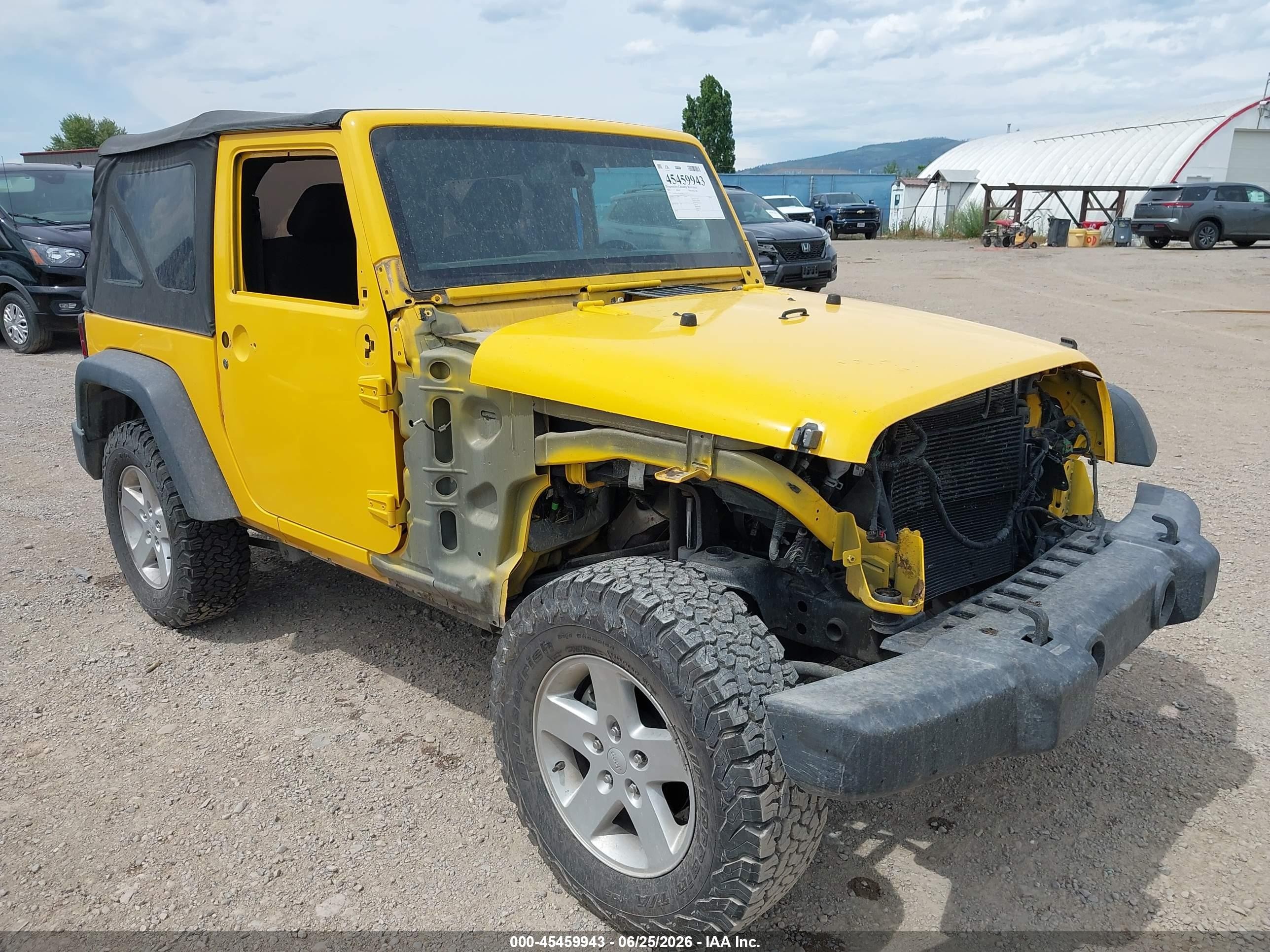 2015 Jeep Wrangler Sport Yellow vin: 1C4AJWAG3FL659276