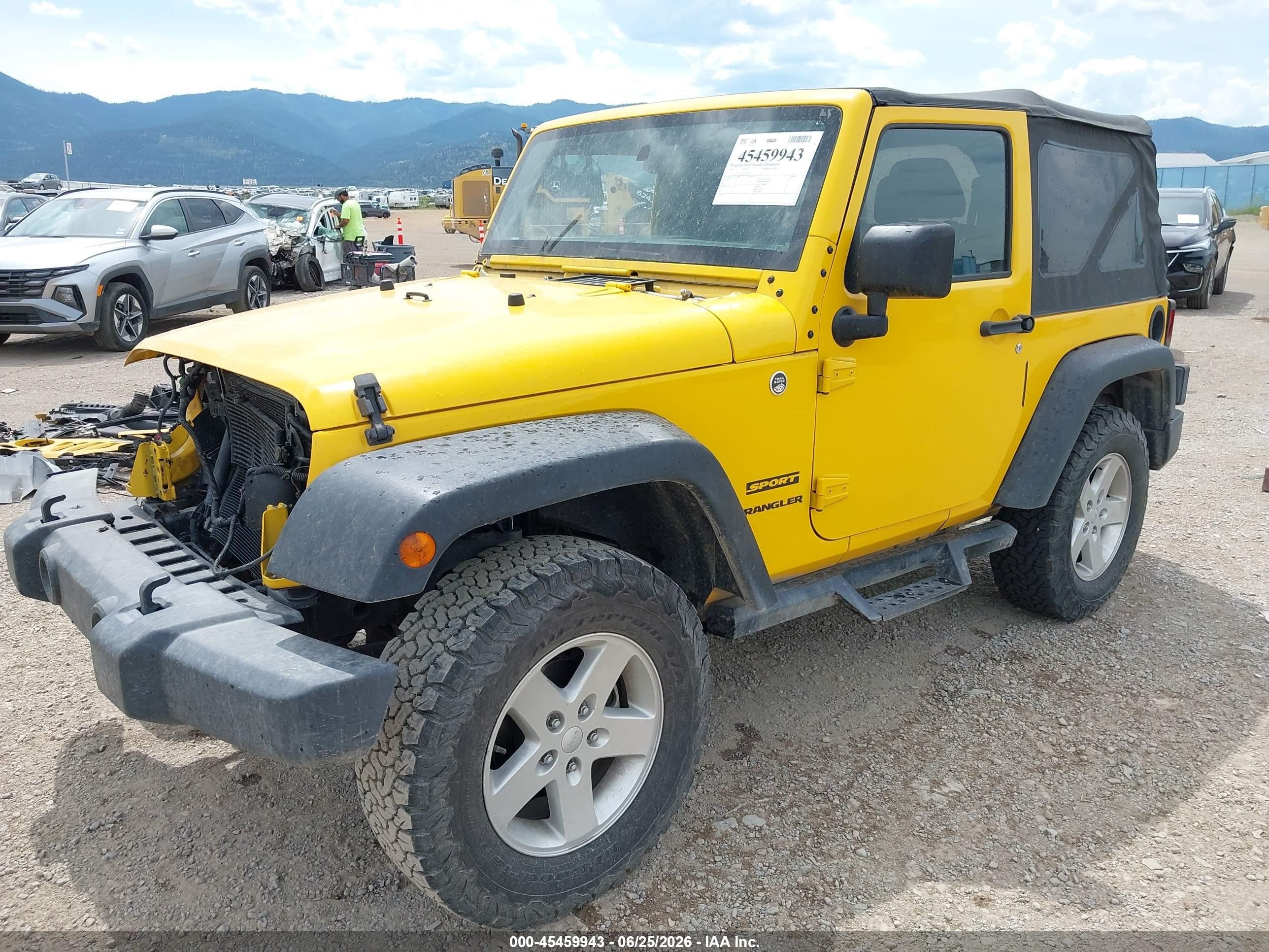 2015 Jeep Wrangler Sport Yellow vin: 1C4AJWAG3FL659276