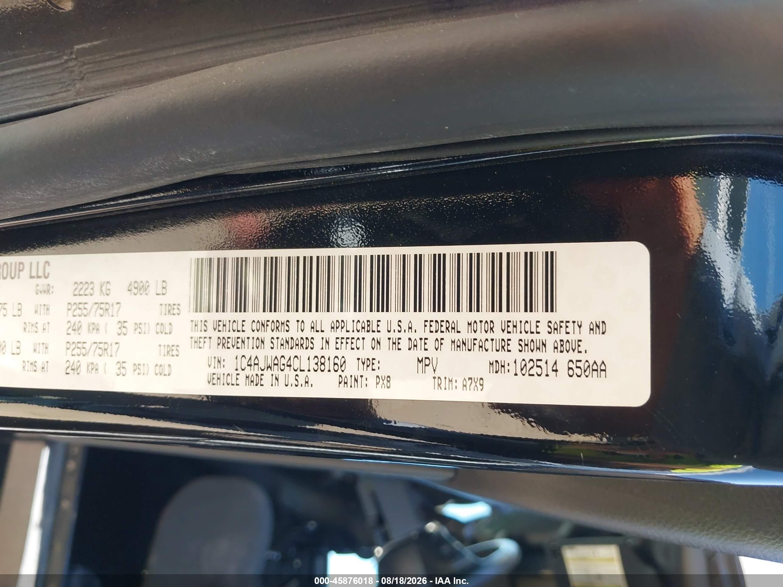 2012 Jeep Wrangler Sport Black vin: 1C4AJWAG4CL138160