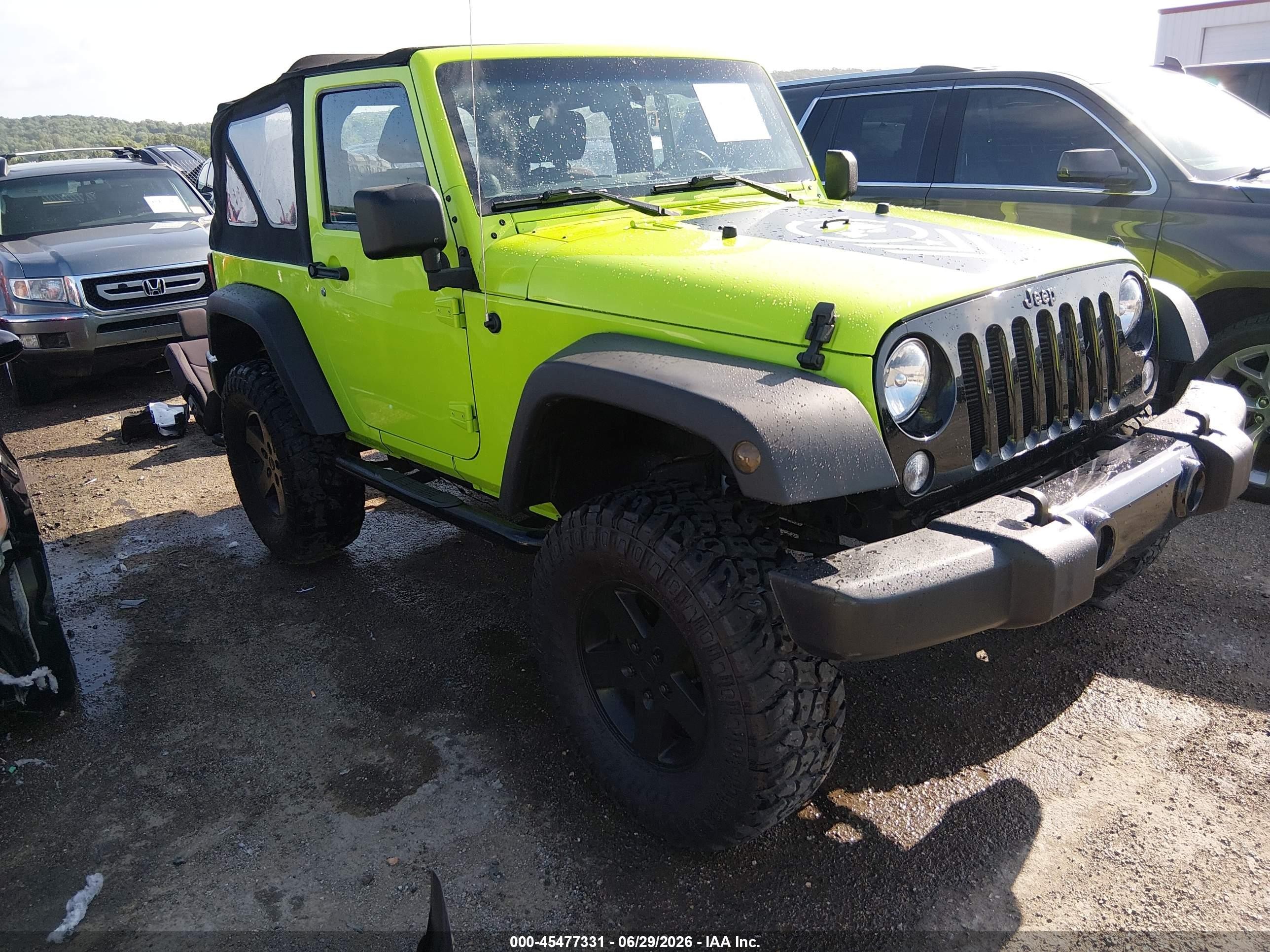 2013 Jeep Wrangler Sport Green vin: 1C4AJWAG6DL506906