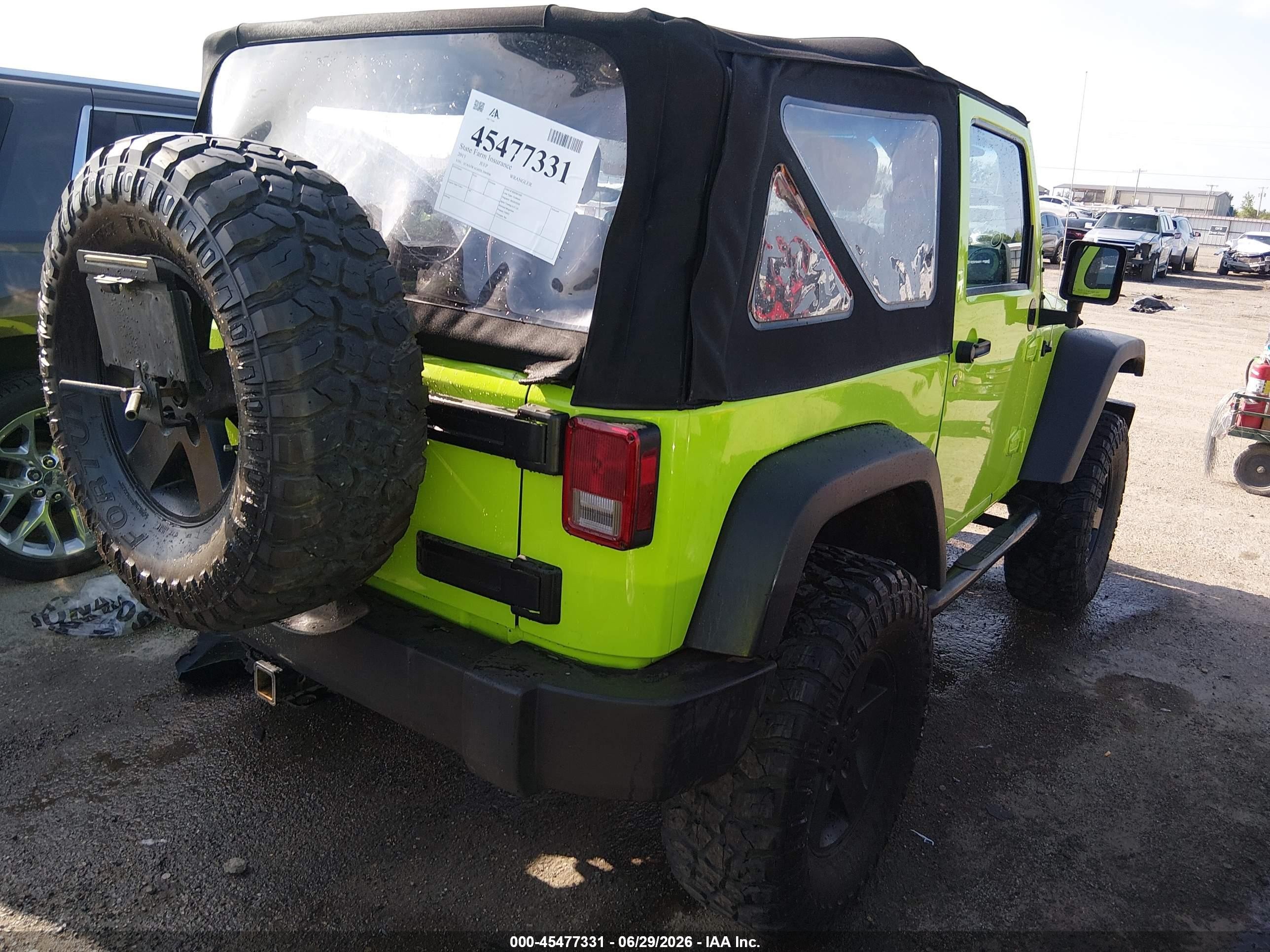 2013 Jeep Wrangler Sport Зеленый vin: 1C4AJWAG6DL506906
