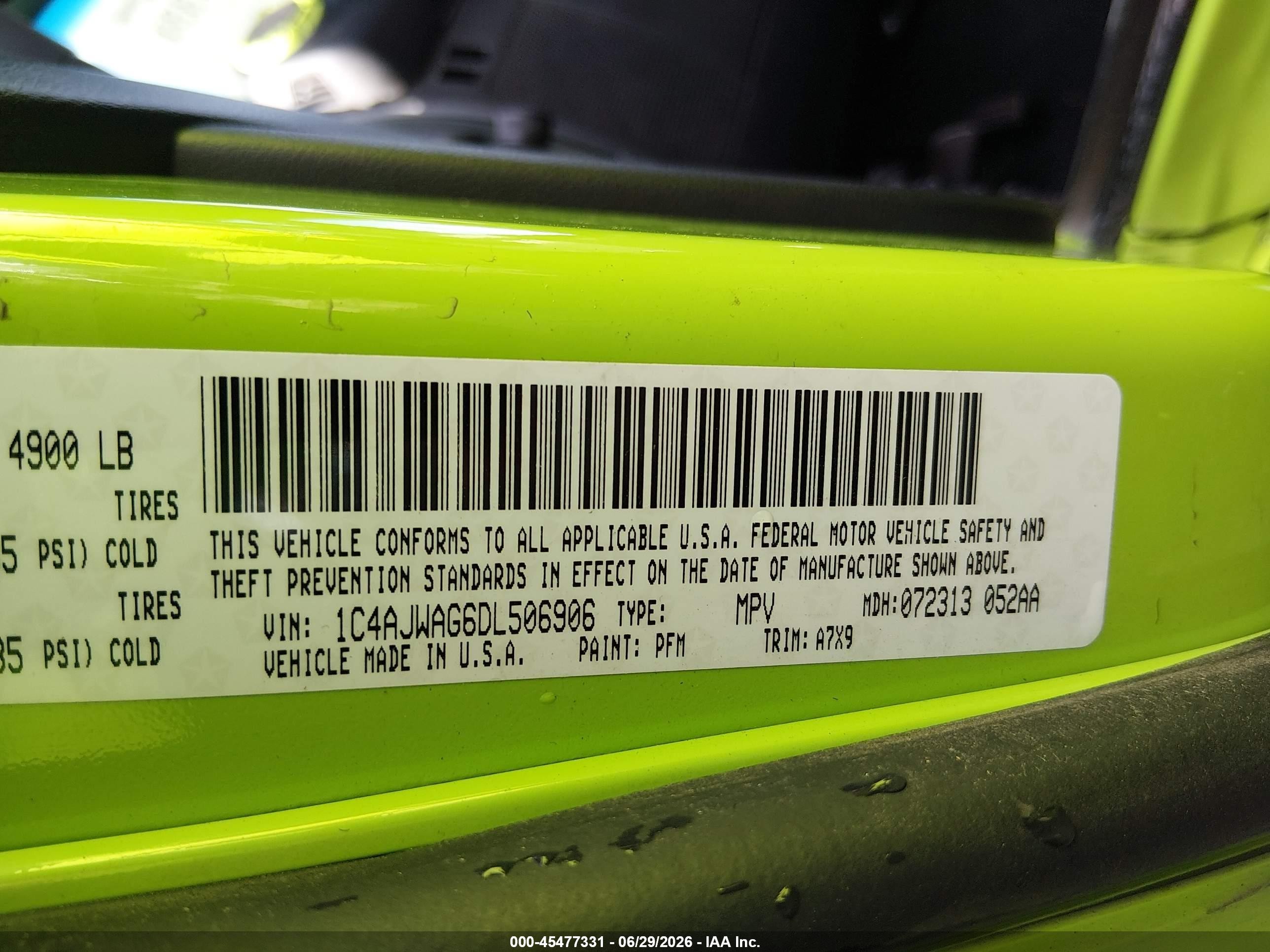 2013 Jeep Wrangler Sport Зеленый vin: 1C4AJWAG6DL506906