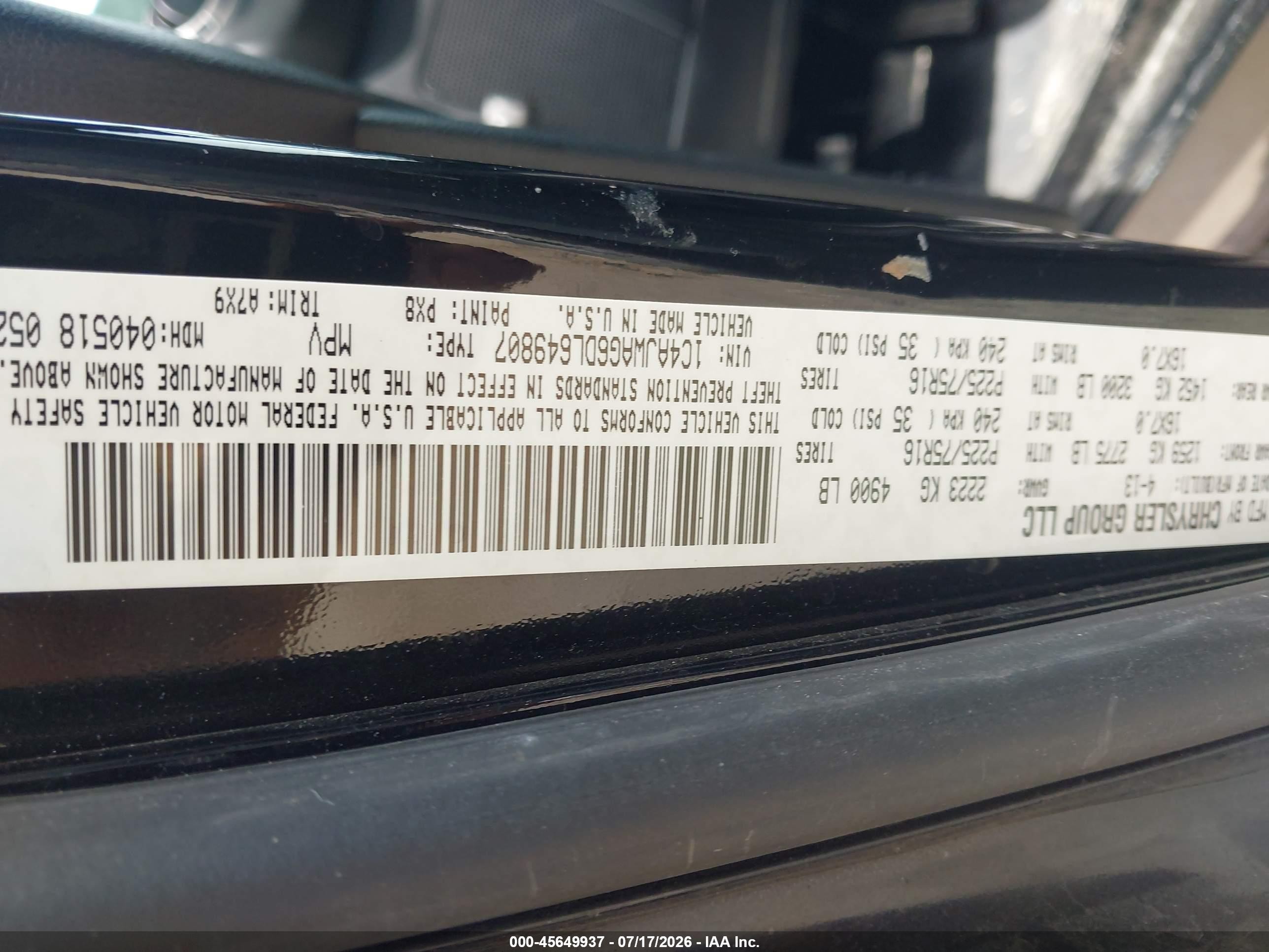 2013 Jeep Wrangler Sport Черный vin: 1C4AJWAG6DL649807