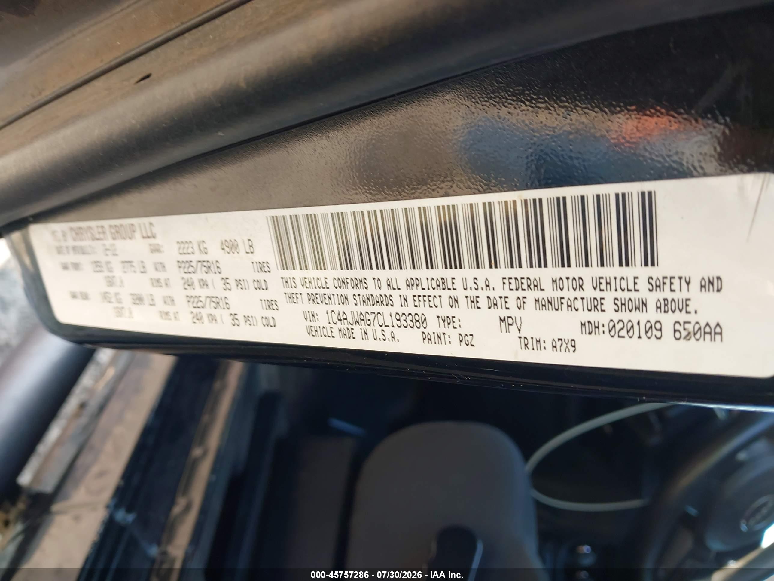 2012 Jeep Wrangler Sport Black vin: 1C4AJWAG7CL193380