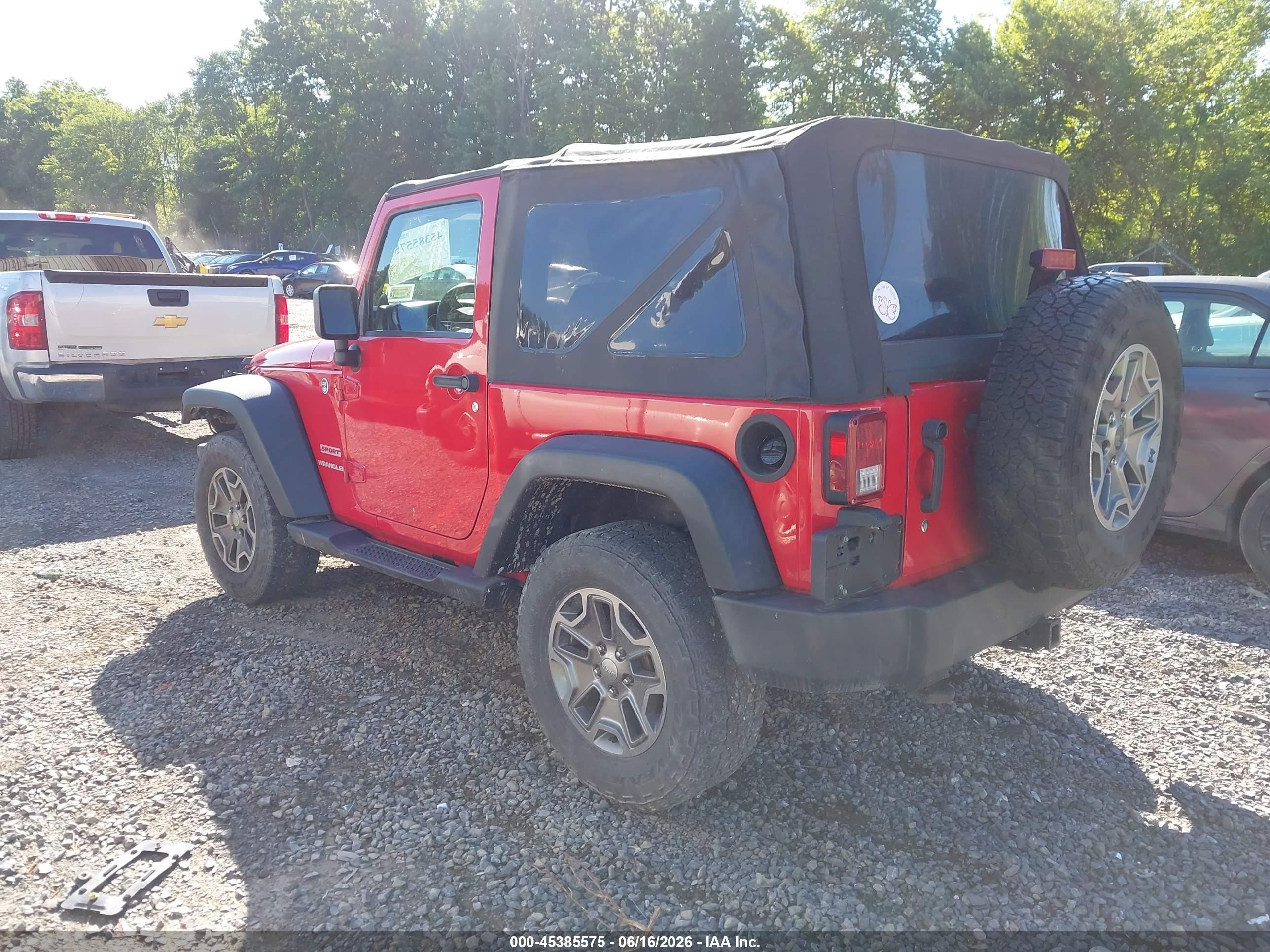 2012 Jeep Wrangler Sport Red vin: 1C4AJWAG7CL281460