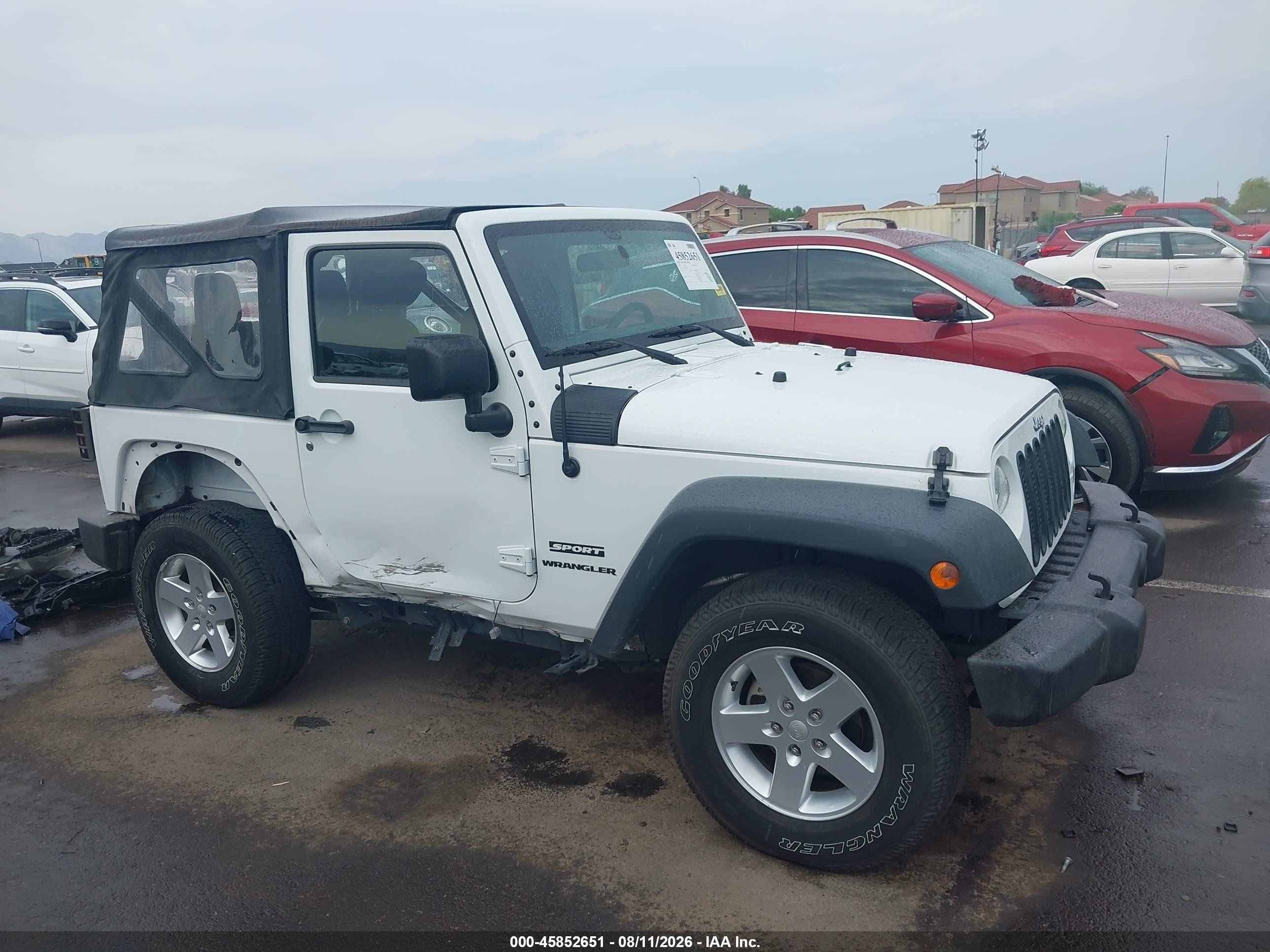 2015 Jeep Wrangler Sport White vin: 1C4AJWAG7FL608170