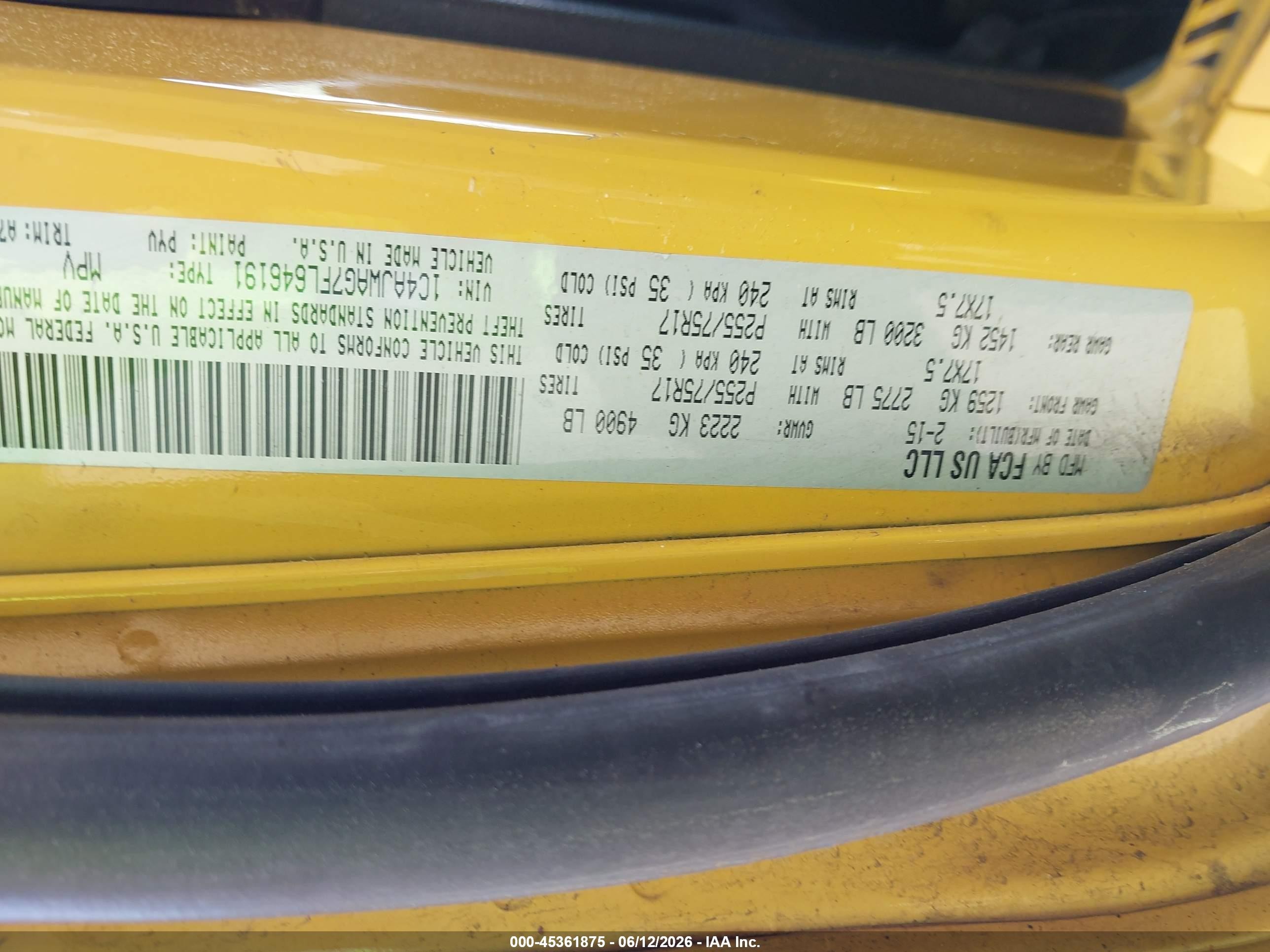 2015 Jeep Wrangler Sport Yellow vin: 1C4AJWAG7FL646191