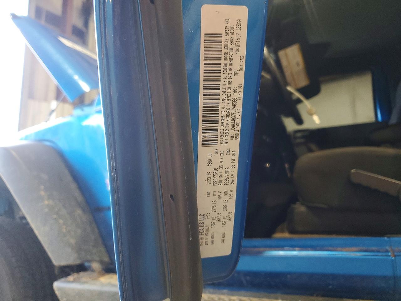 2015 Jeep Wrangler Sport Blue vin: 1C4AJWAG7FL748560