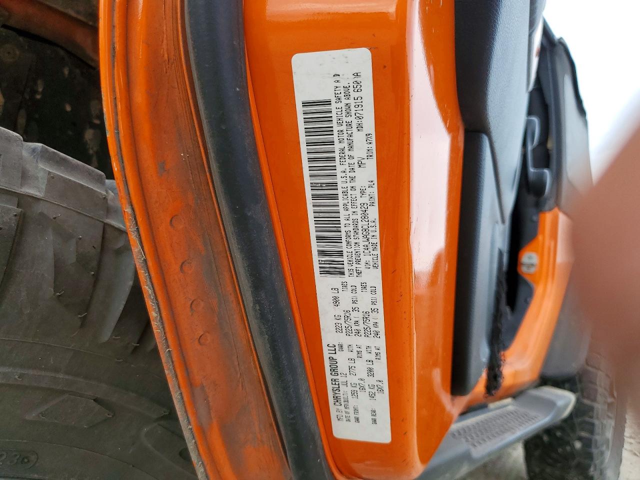 2012 Jeep Wrangler Sport Orange vin: 1C4AJWAG8CL280429