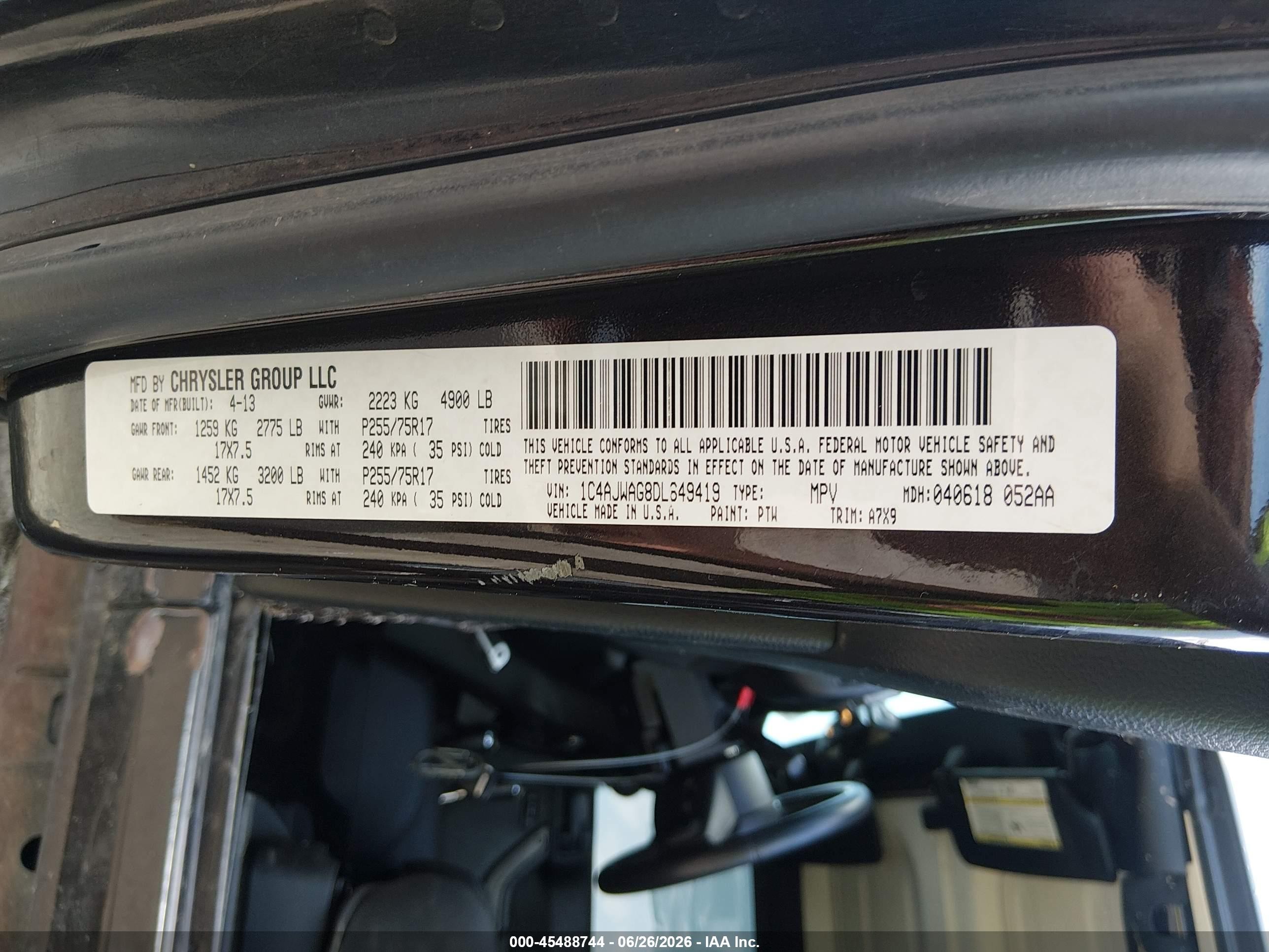 2013 Jeep Wrangler Sport Черный vin: 1C4AJWAG8DL649419