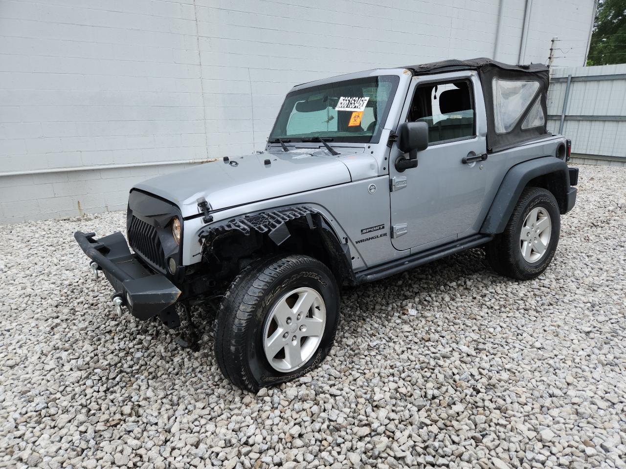 2013 Jeep Wrangler Sport Silver vin: 1C4AJWAG8DL706993 Damage: Left Front Wheel Opening Mldg, Broken, Replacement Required