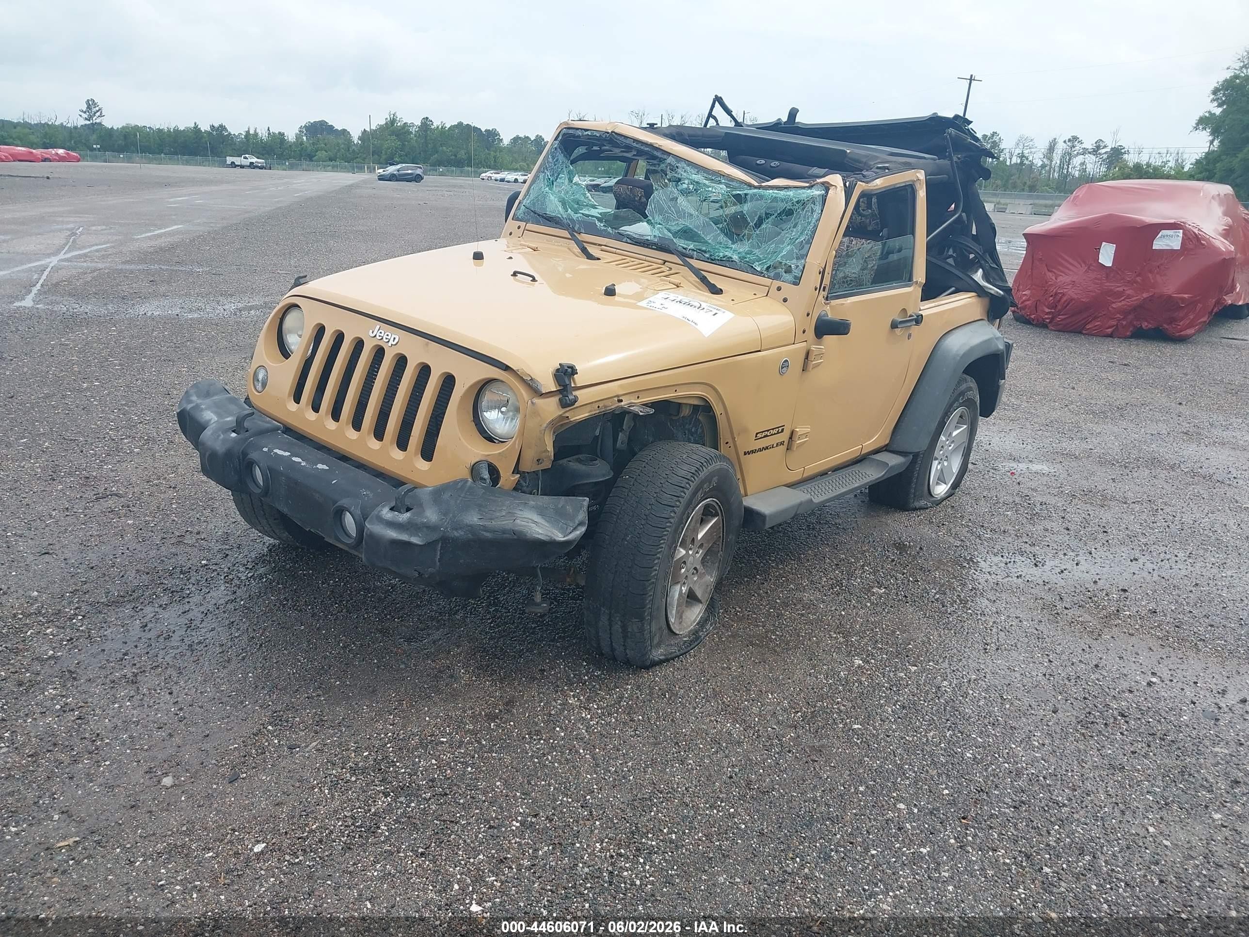2014 Jeep Wrangler Sport Yellow vin: 1C4AJWAG8EL228480
