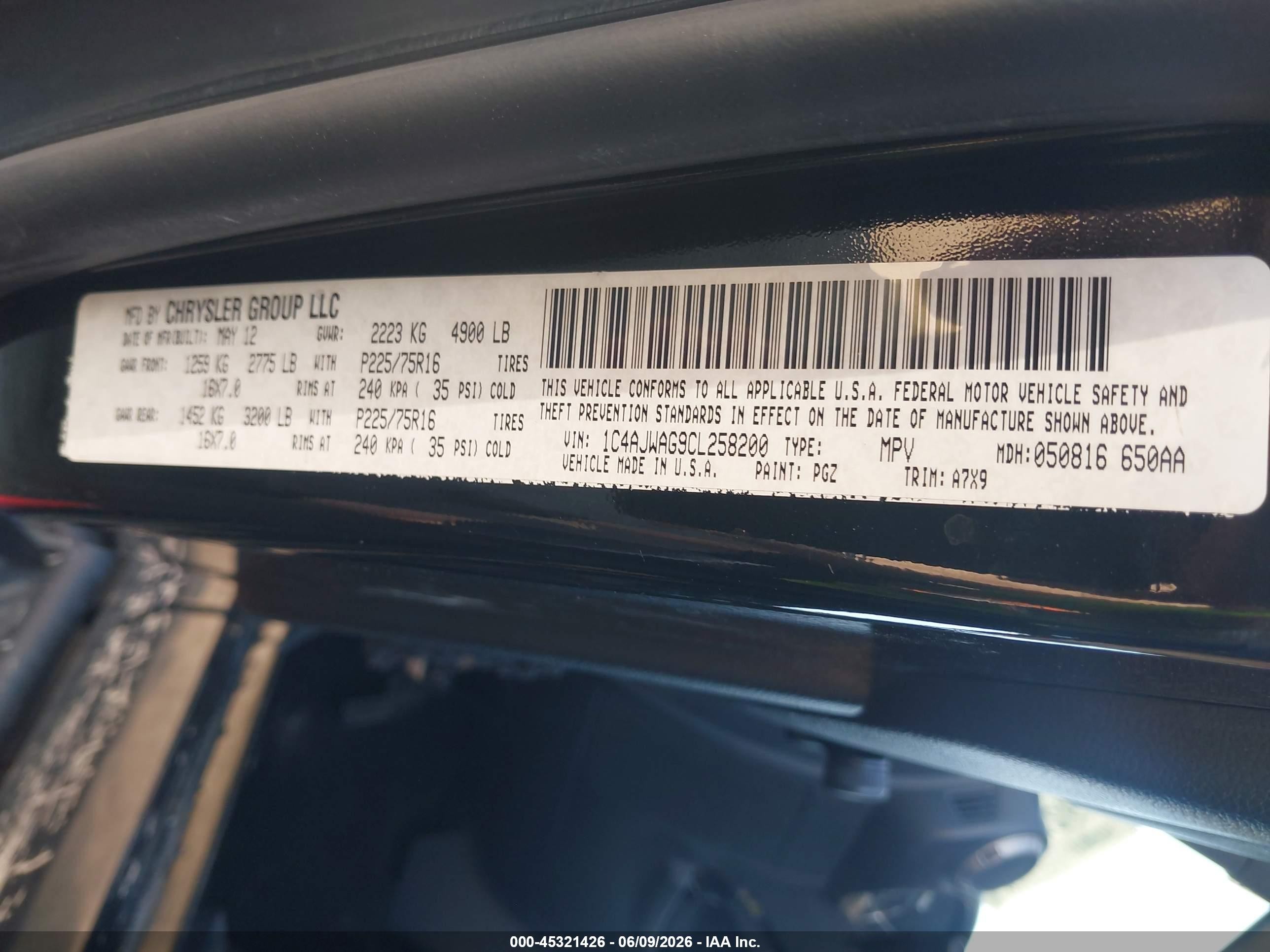 2012 Jeep Wrangler Sport Black vin: 1C4AJWAG9CL258200