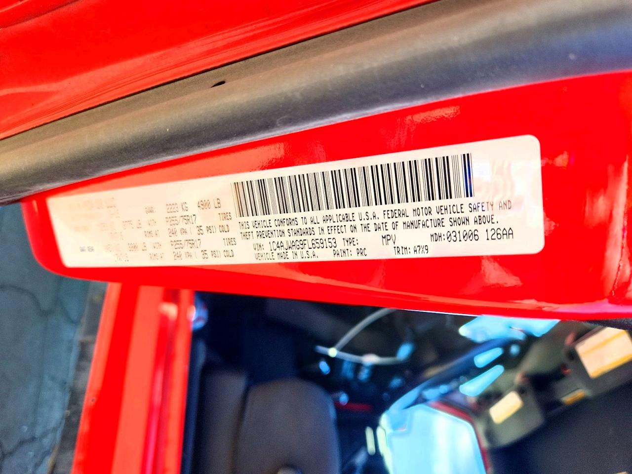 2015 Jeep Wrangler Sport Red vin: 1C4AJWAG9FL659153