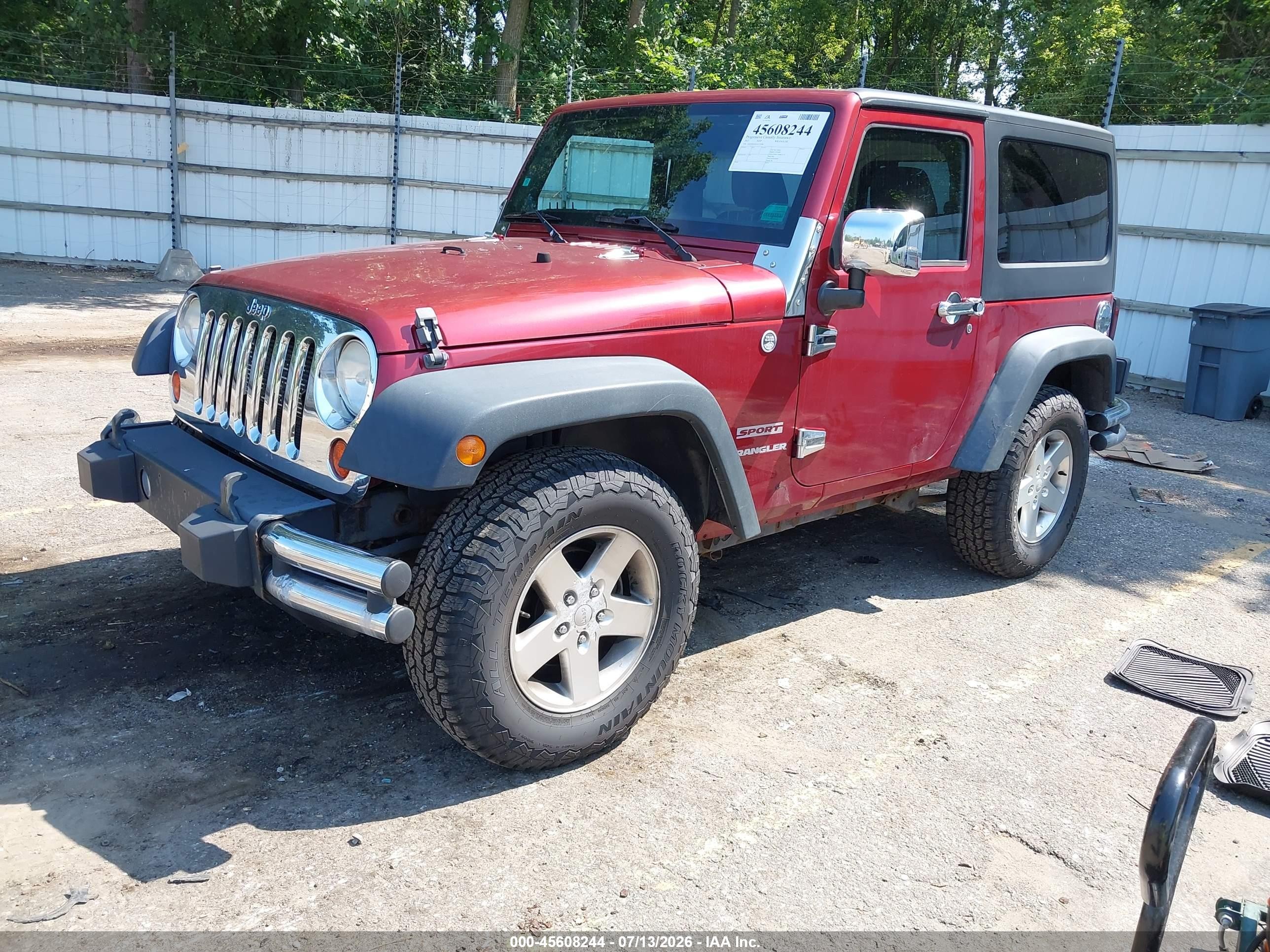 2012 Jeep Wrangler Sport Burgundy vin: 1C4AJWAGXCL253698
