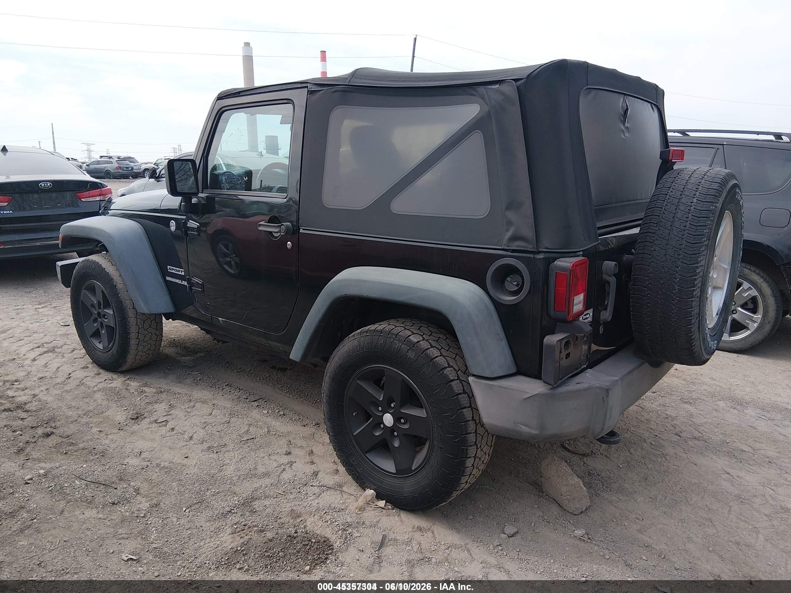 2012 Jeep Wrangler Sport Black vin: 1C4AJWAGXCL256312