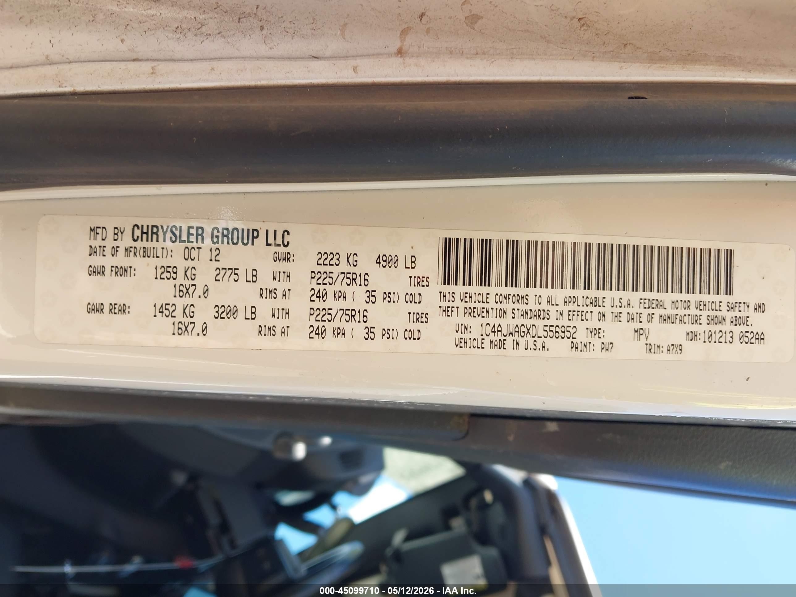2013 Jeep Wrangler Sport White vin: 1C4AJWAGXDL556952