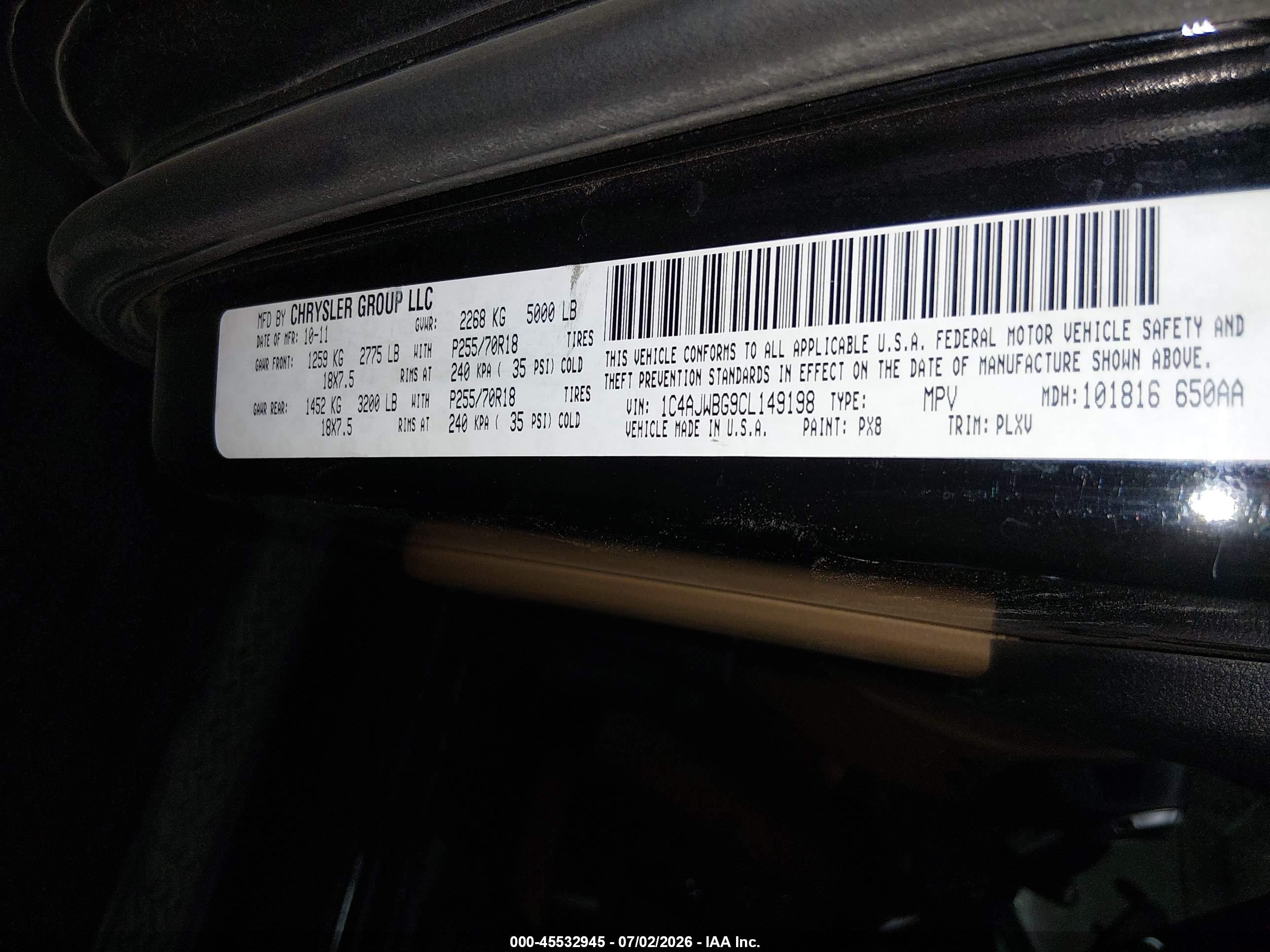 2012 Jeep Wrangler Sahara Black vin: 1C4AJWBG9CL149198