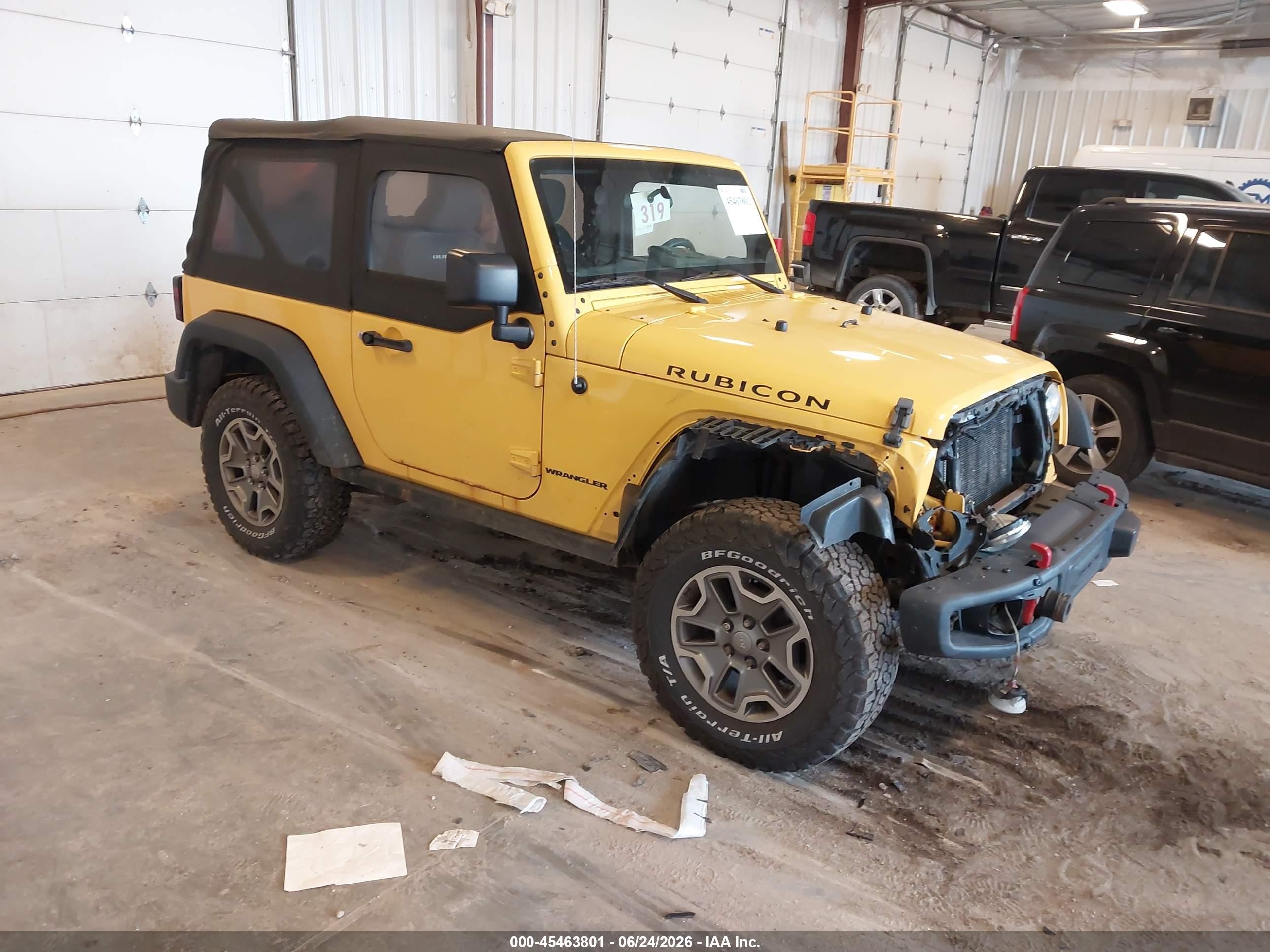 2015 Jeep Wrangler Rubicon Yellow vin: 1C4BJWCG0FL606746