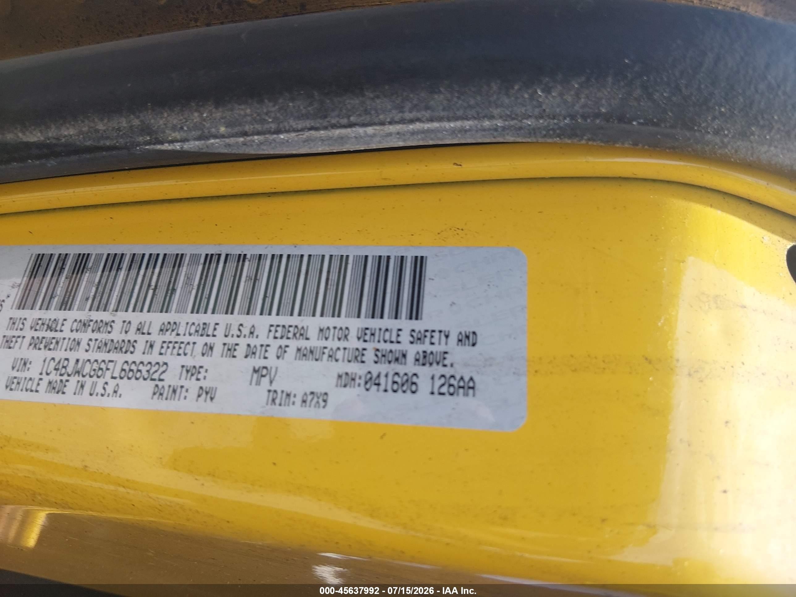 2015 Jeep Wrangler Rubicon Yellow vin: 1C4BJWCG6FL666322