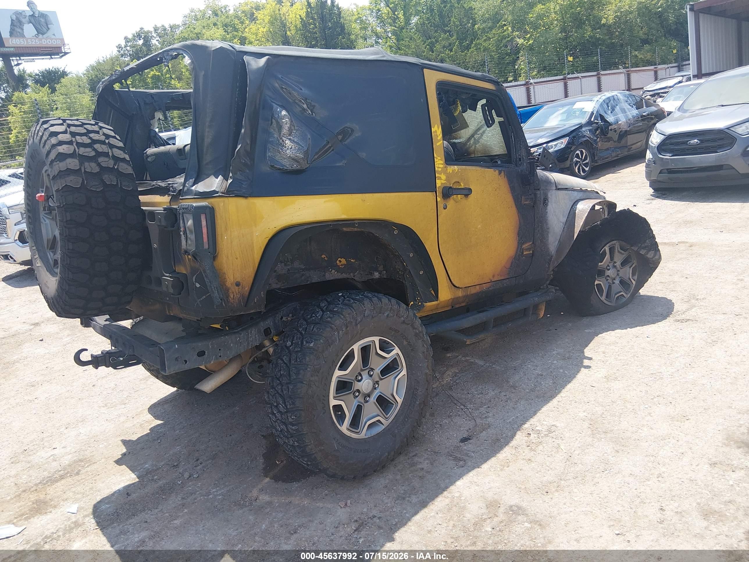 2015 Jeep Wrangler Rubicon Yellow vin: 1C4BJWCG6FL666322