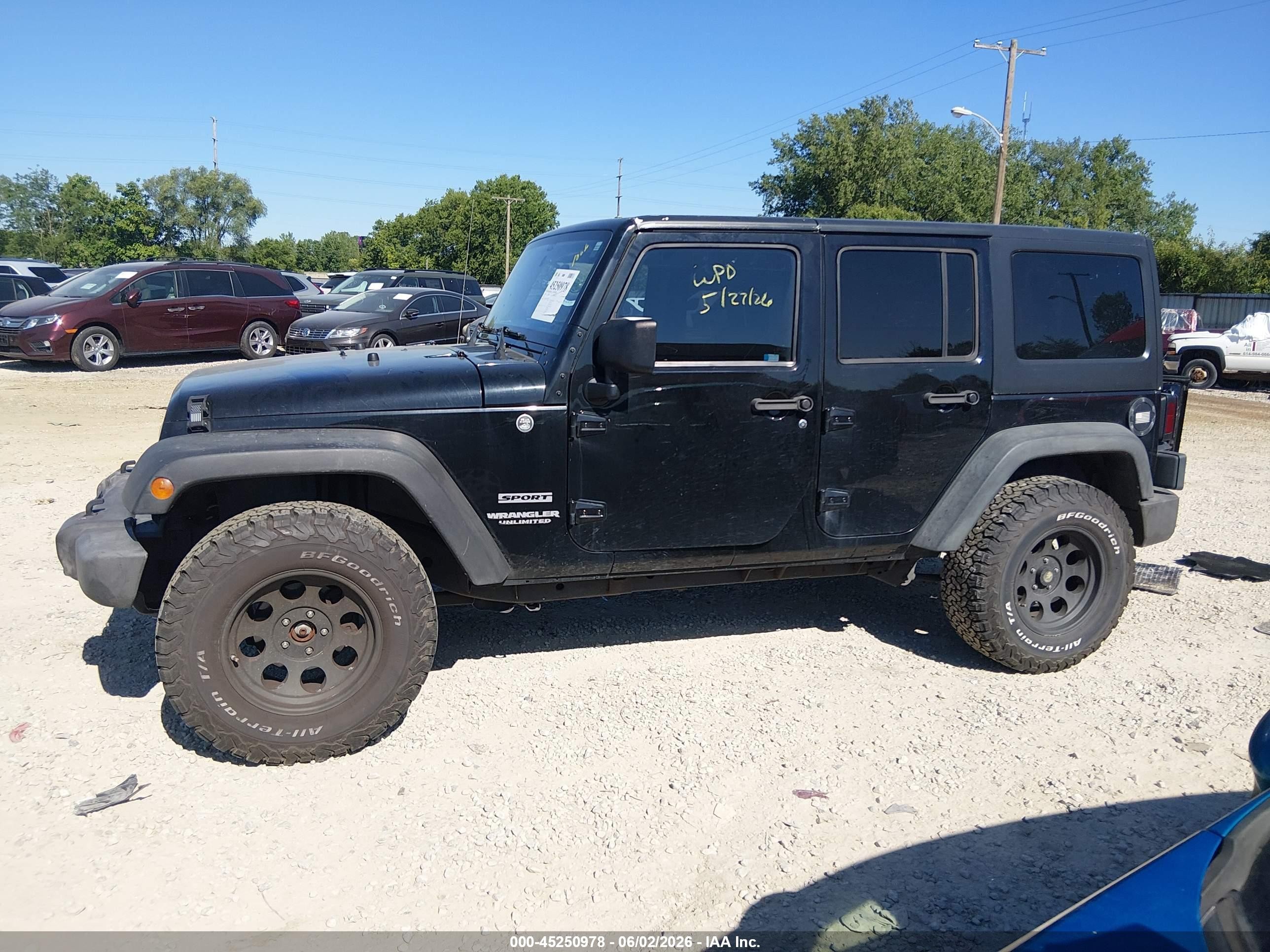 2012 Jeep Wrangler Unlimited Sport Black vin: 1C4BJWDG0CL151066