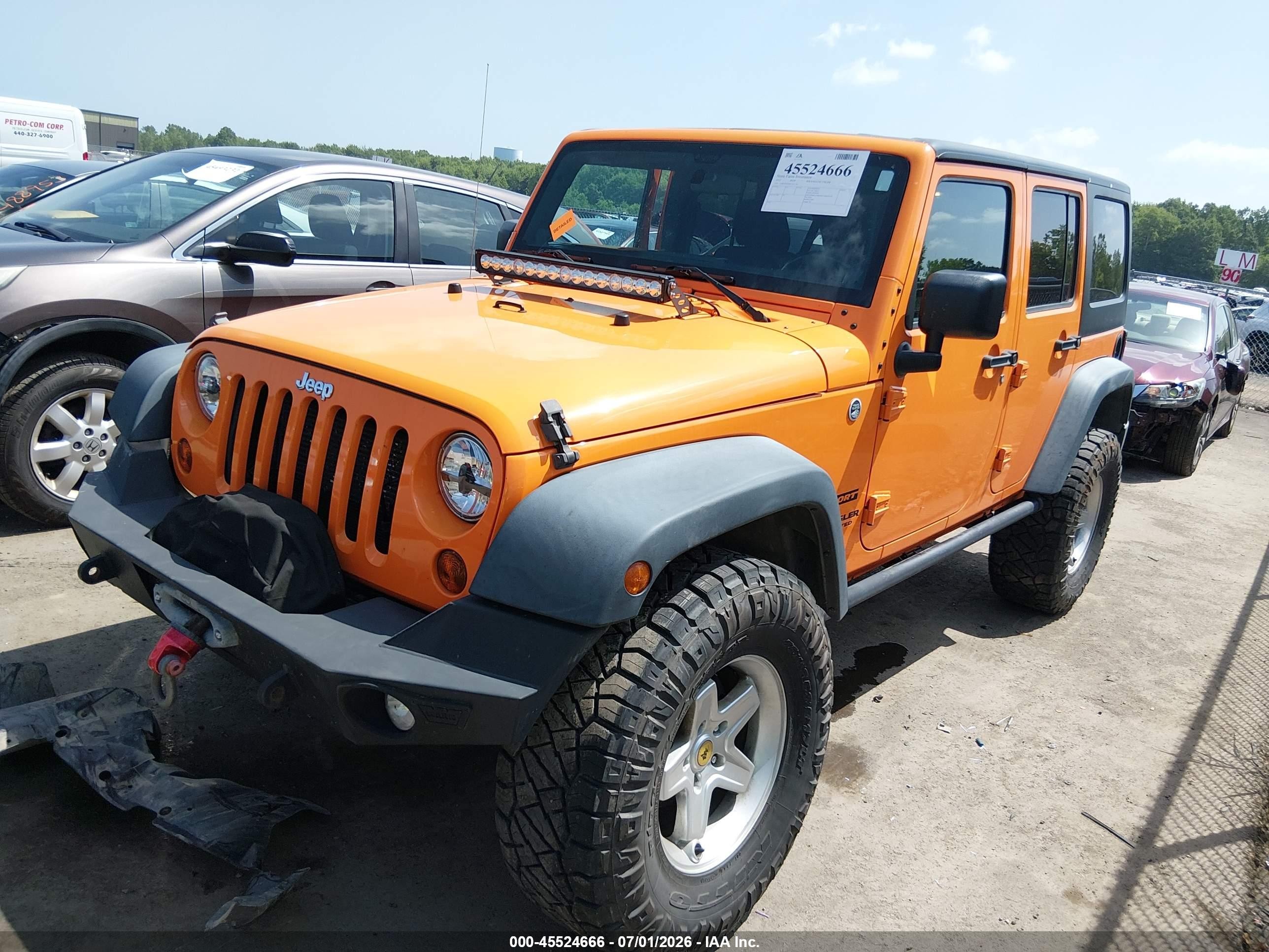 2012 Jeep Wrangler Unlimited Sport Orange vin: 1C4BJWDG0CL222136