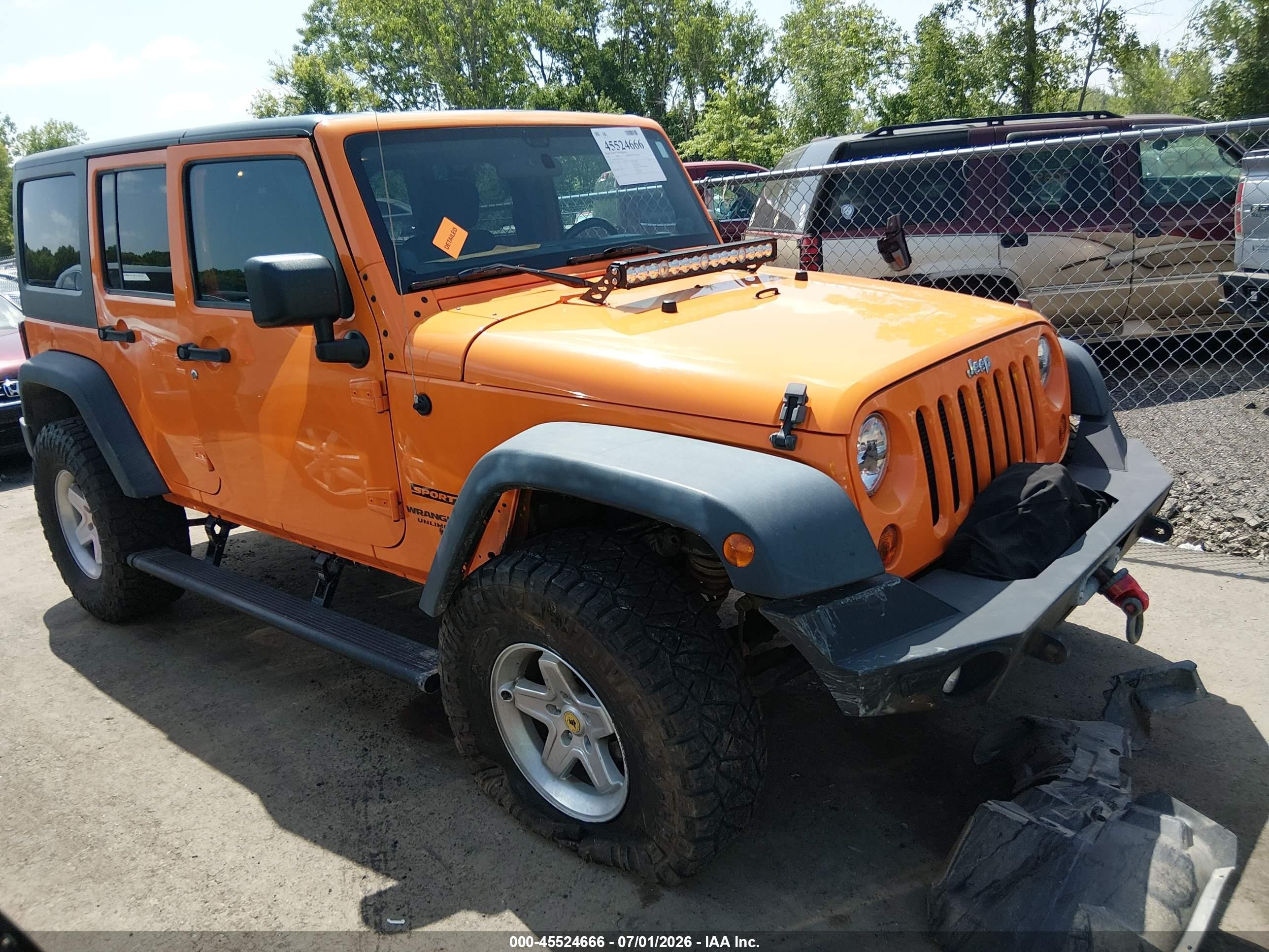 2012 Jeep Wrangler Unlimited Sport Orange vin: 1C4BJWDG0CL222136
