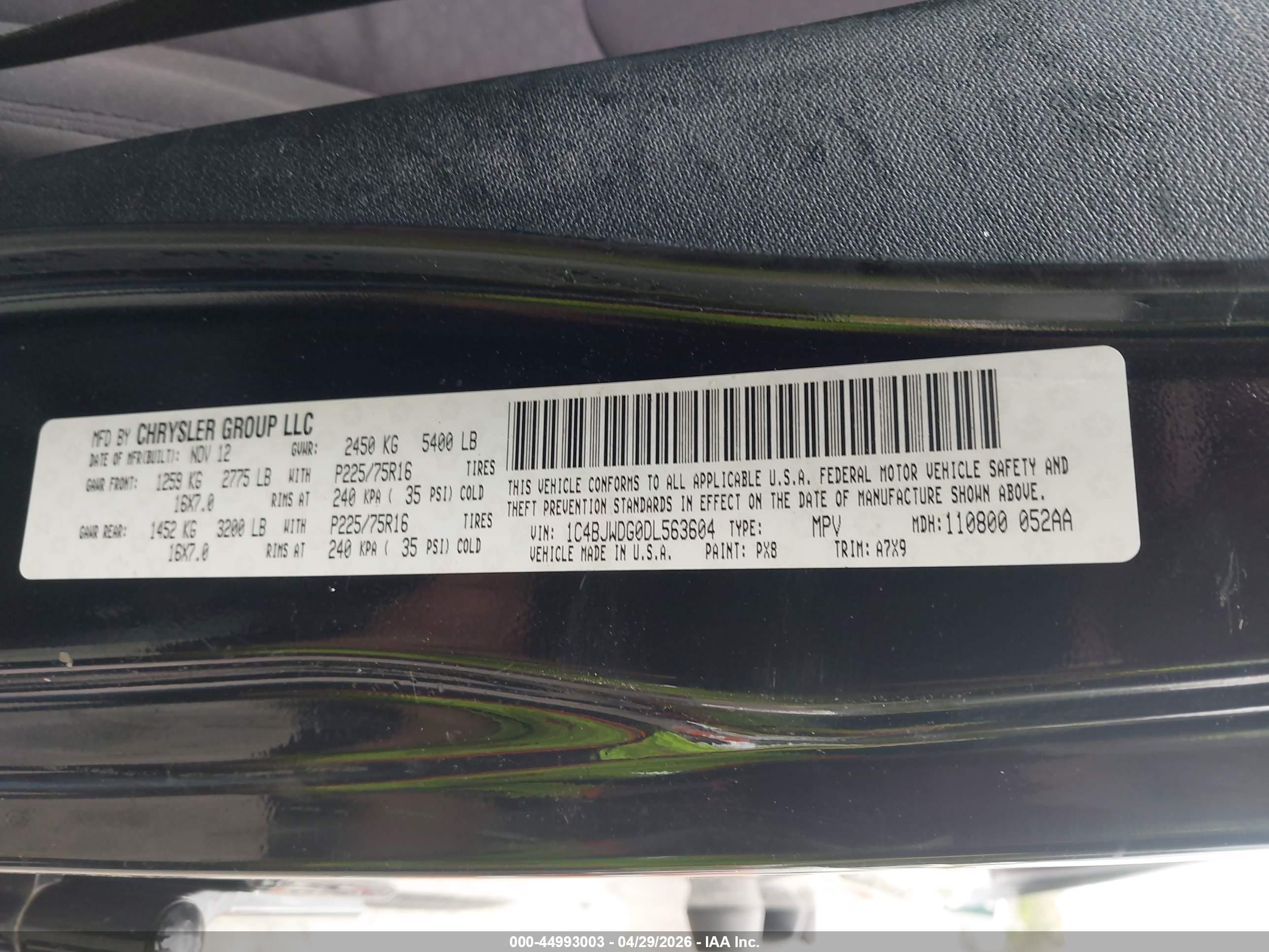 2013 Jeep Wrangler Unlimited Sport Black vin: 1C4BJWDG0DL563604