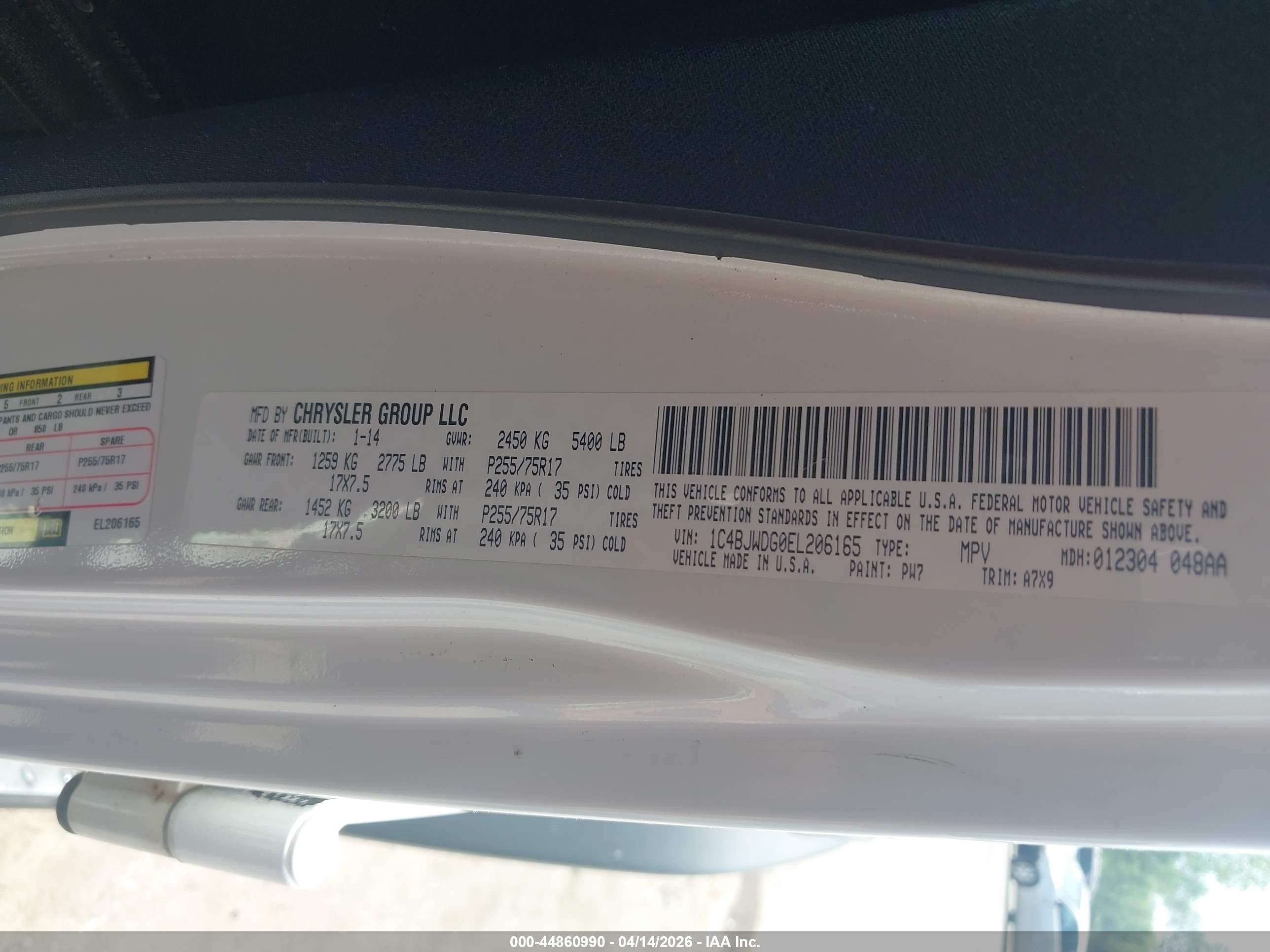 2014 Jeep Wrangler Unlimited Sport White vin: 1C4BJWDG0EL206165