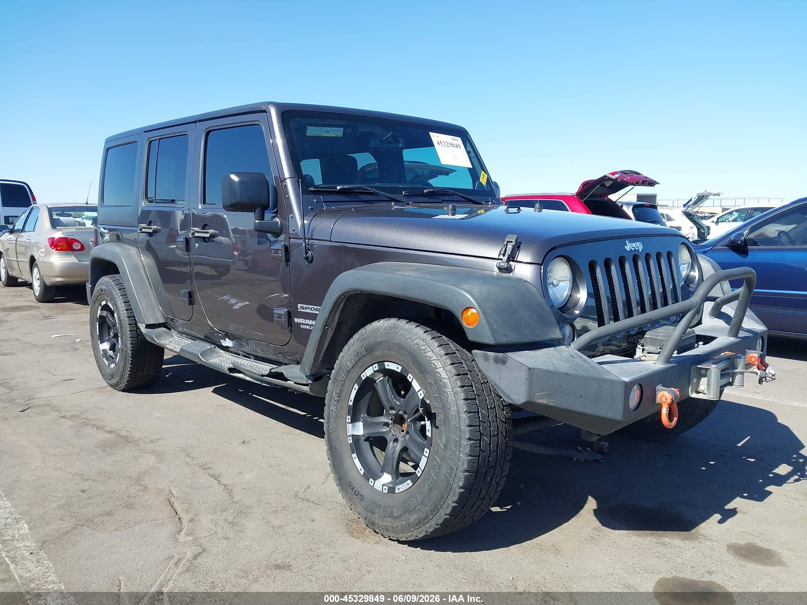 2014 Jeep Wrangler Unlimited Sport Gray vin: 1C4BJWDG0EL265250