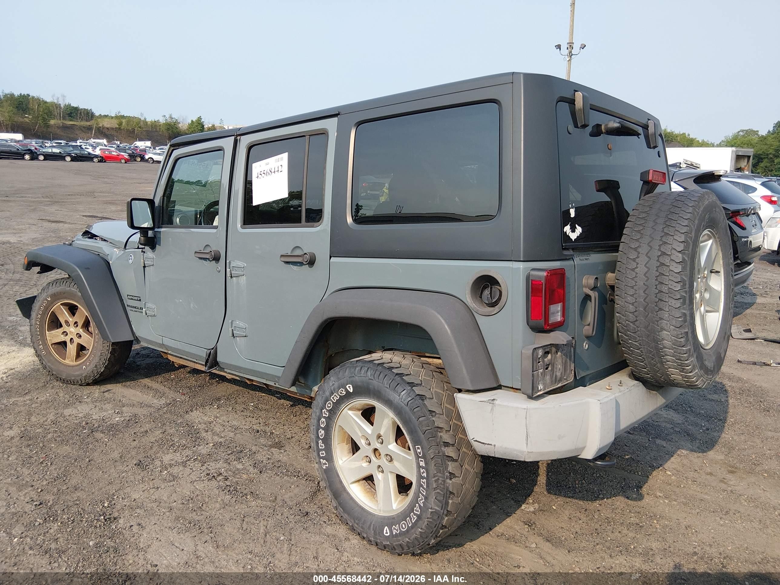 2015 Jeep Wrangler Unlimited Sport Серый vin: 1C4BJWDG0FL536468
