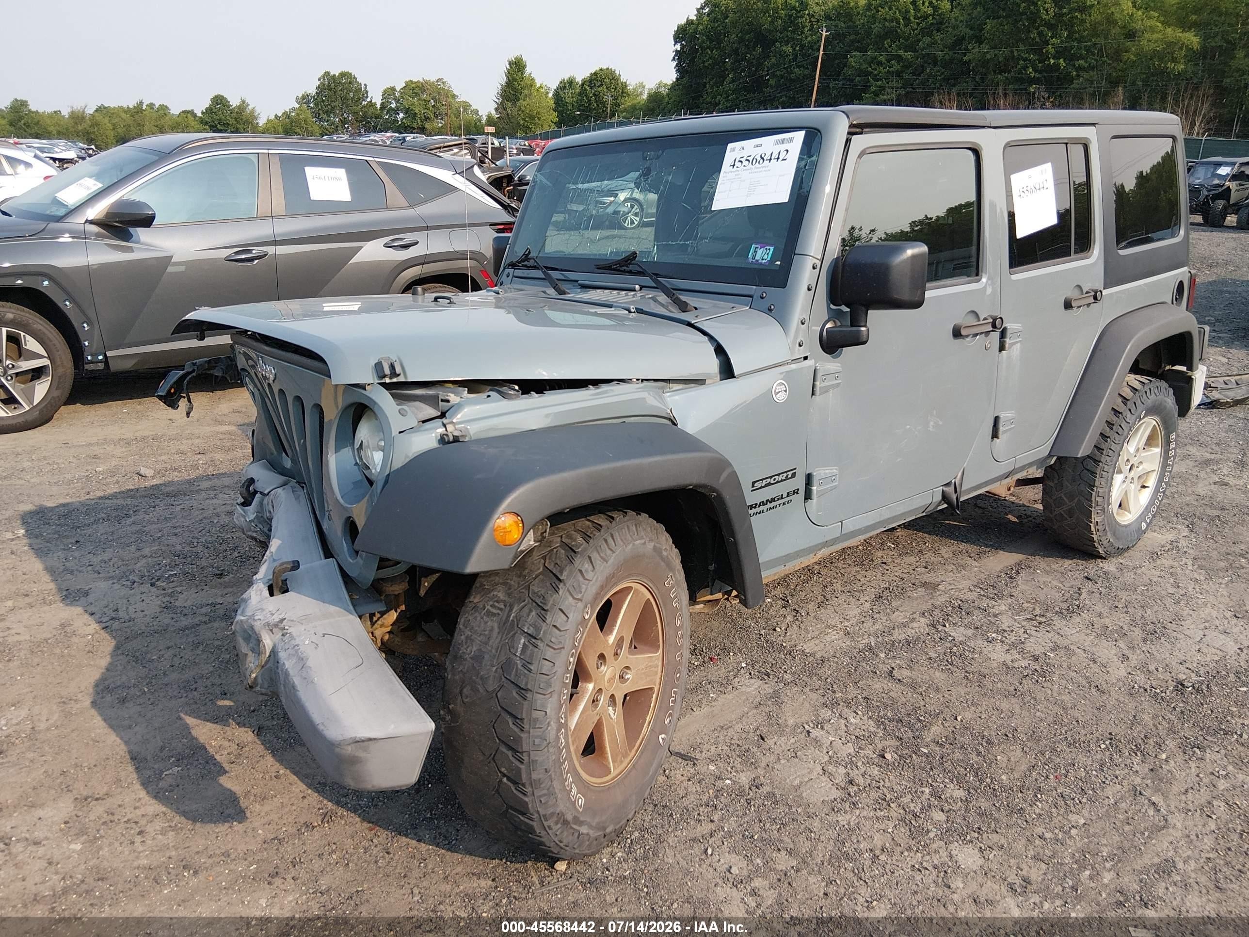 2015 Jeep Wrangler Unlimited Sport Серый vin: 1C4BJWDG0FL536468